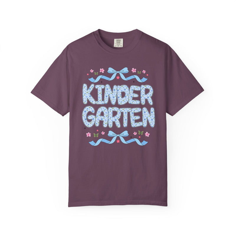 Floral Kindergarten Teacher Tee Shirt, Matching Teacher Team T-Shirt with Bow and Flowers, Cute Dreamcore 90s Aesthetic Back to School Tee - Opal and June