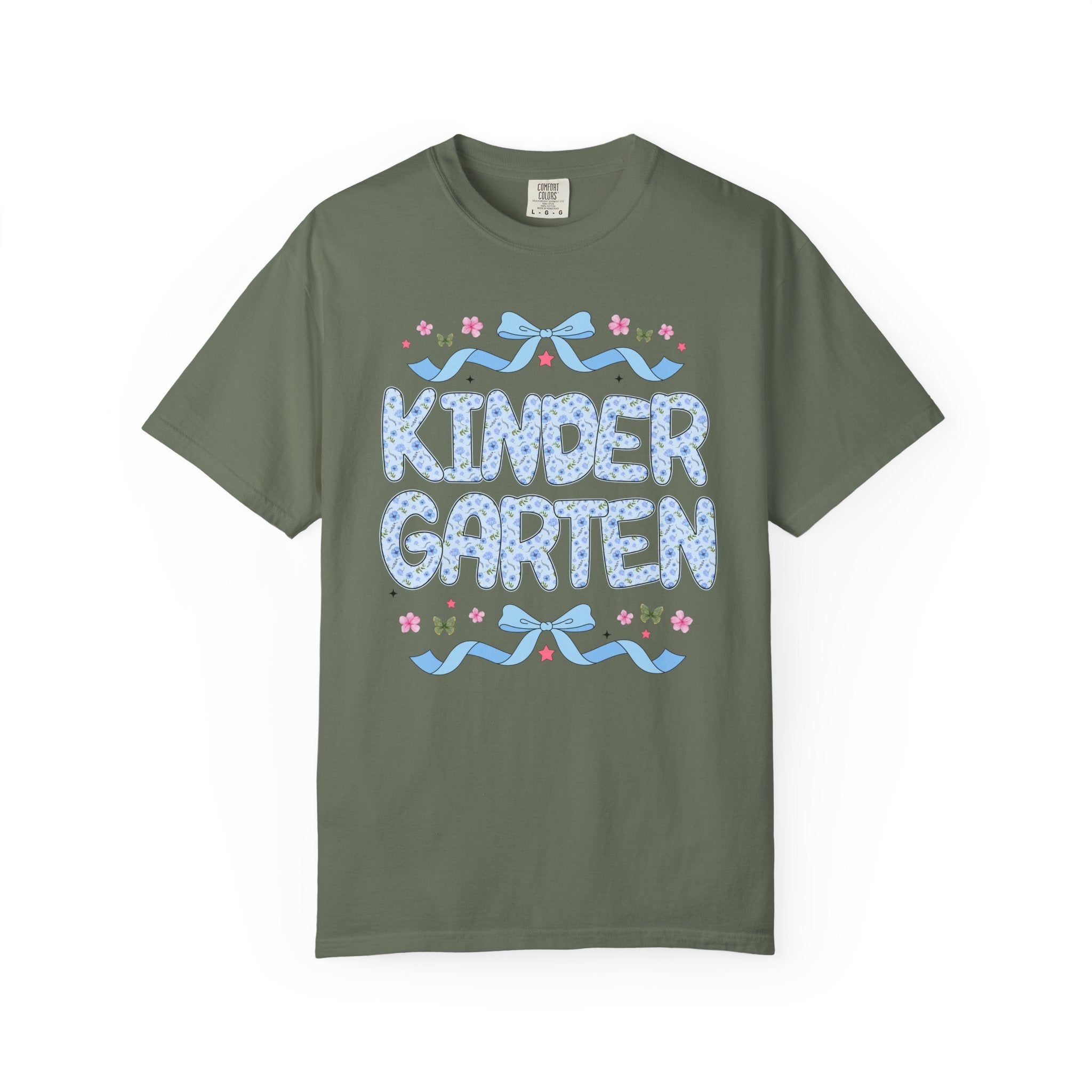 Floral Kindergarten Teacher Tee Shirt, Matching Teacher Team T-Shirt with Bow and Flowers, Cute Dreamcore 90s Aesthetic Back to School Tee - Opal and June