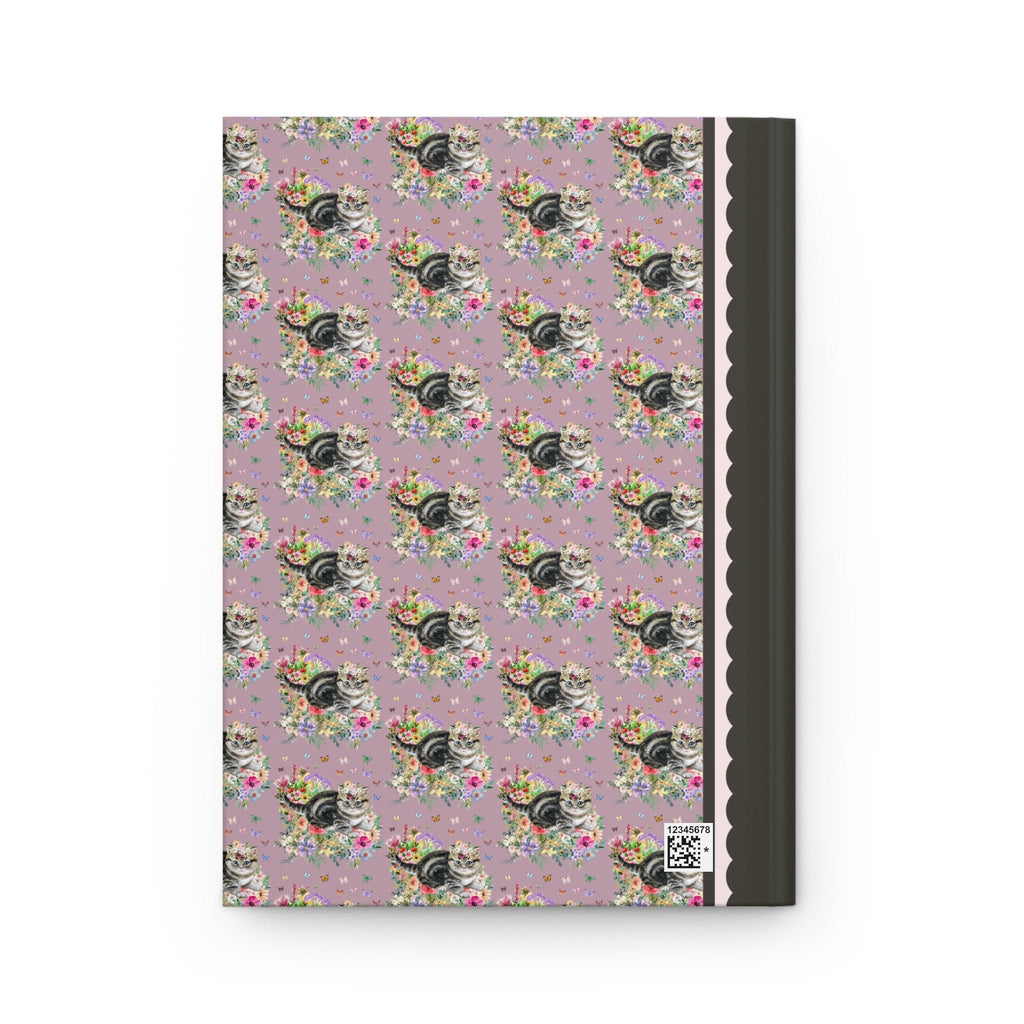 Floral Kitten Notebook with Butterflies | Cute Kitten Journal, Gift for Cat Lover, Cat Laying in Flowers, Gift for Cat Moms, Fun Kitten Gift Idea - Opal and June