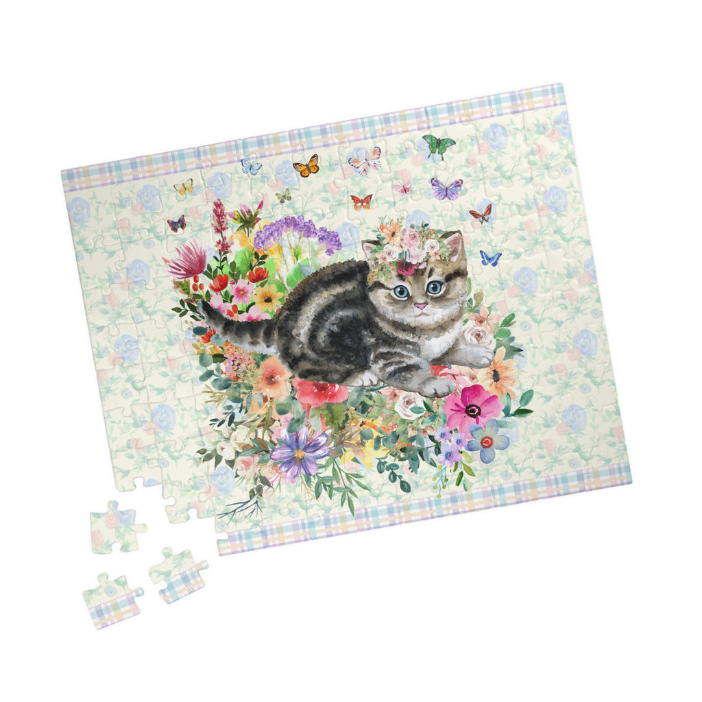 Floral Kitten Puzzle with Butterflies - Opal and June