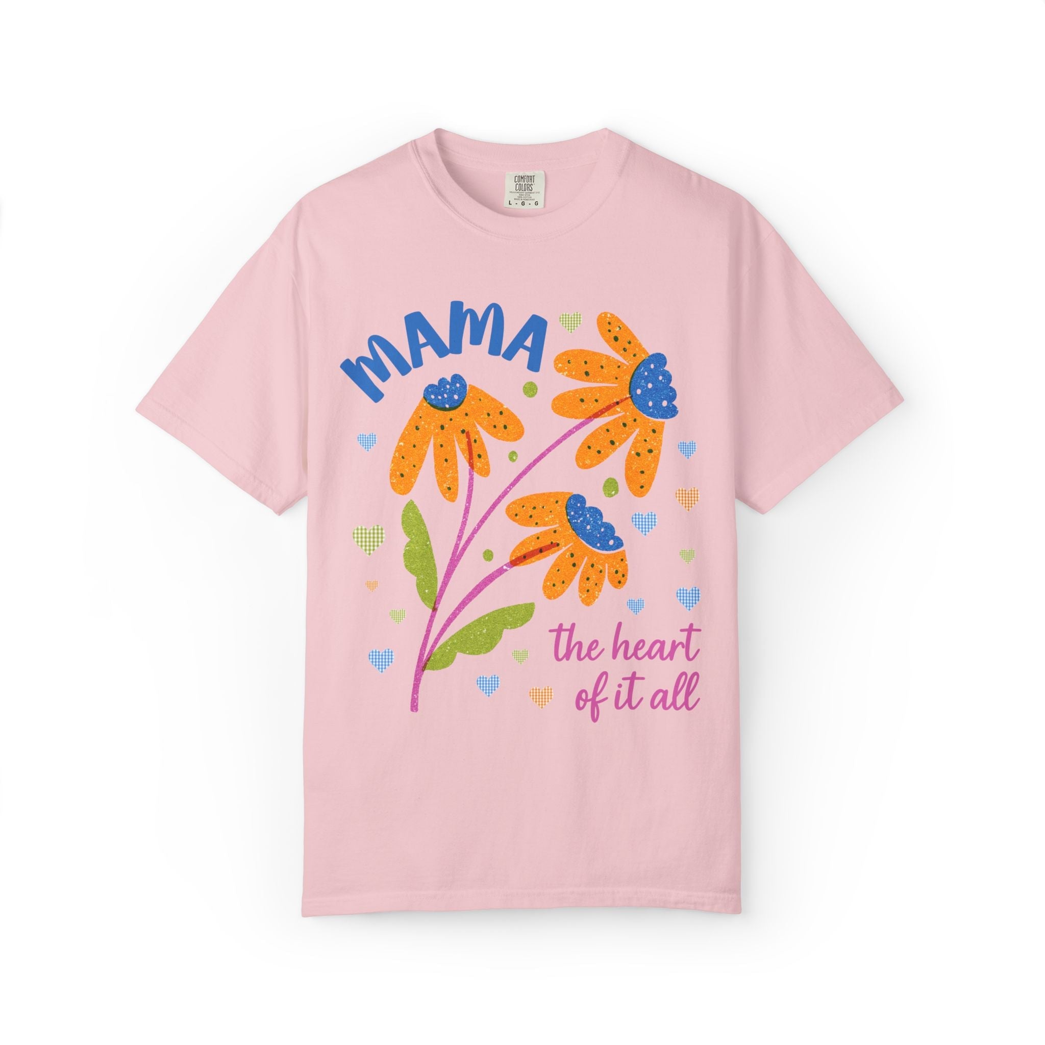 Floral Mama T-Shirt with Gingham Hearts - Opal and June
