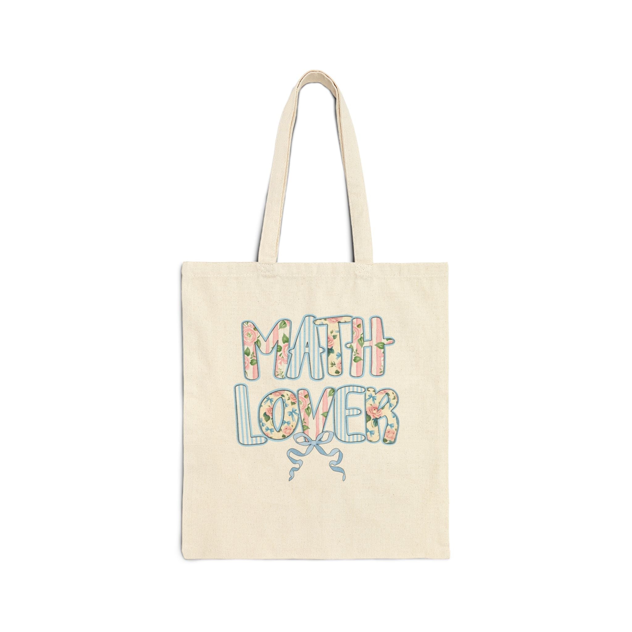 Floral Math Teacher Tote Bag with Nineties Flower Aesthetic: Math Lover, Boho Math Major, Future High School Math Teacher Graduation Gift - Opal and June