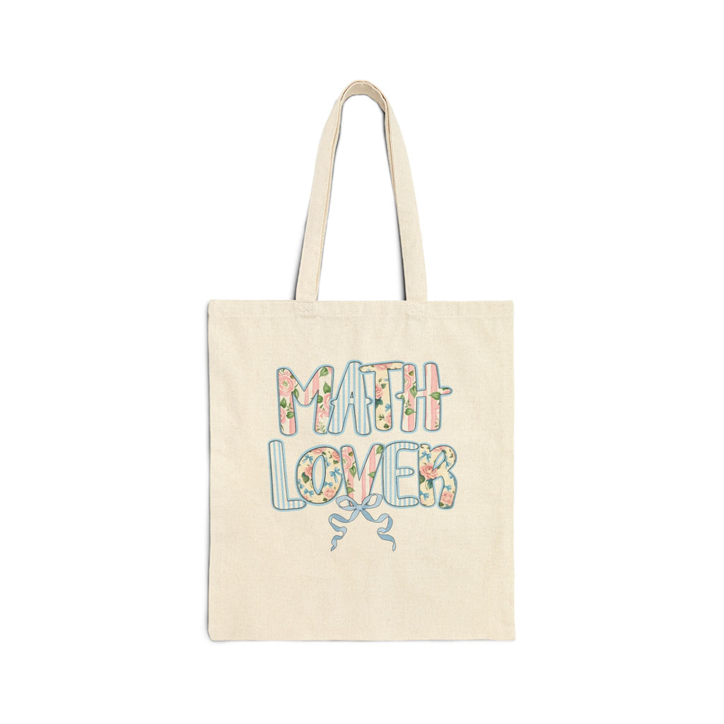 Floral Math Teacher Tote Bag with Nineties Flower Aesthetic: Math Lover, Boho Math Major, Future High School Math Teacher Graduation Gift - Opal and June
