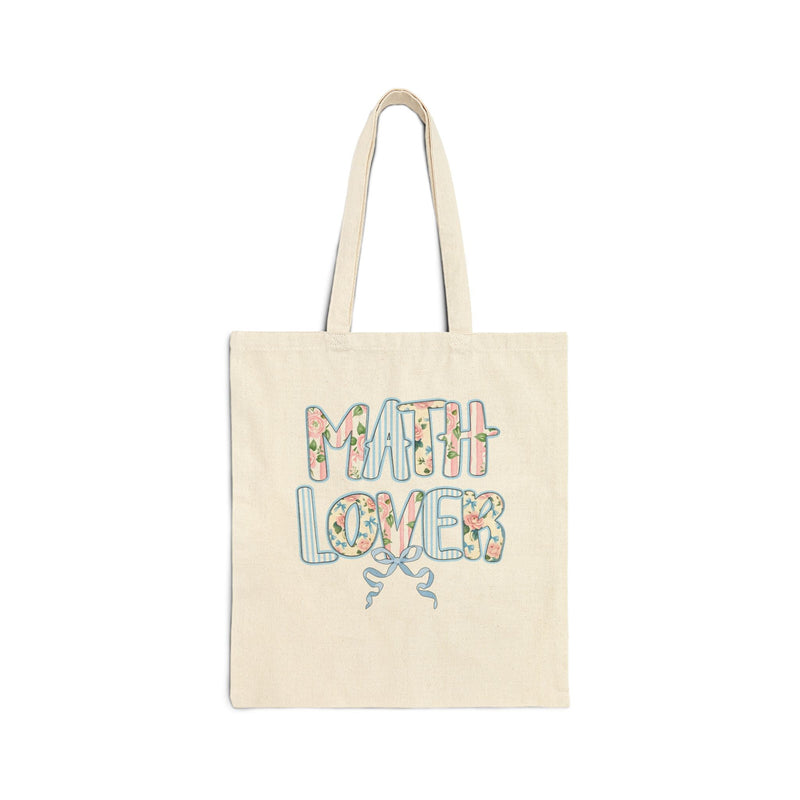 Floral Math Teacher Tote Bag with Nineties Flower Aesthetic: Math Lover, Boho Math Major, Future High School Math Teacher Graduation Gift - Opal and June