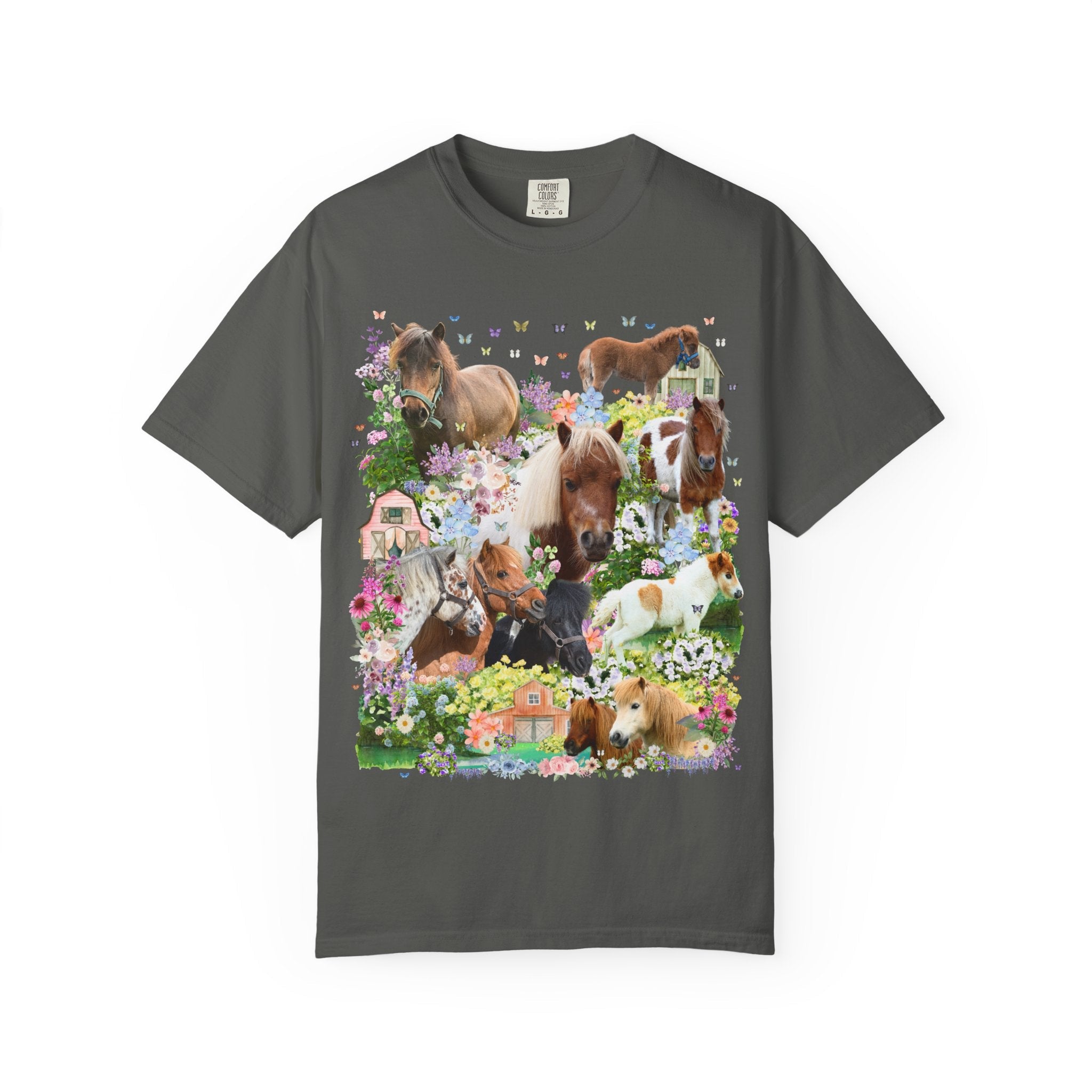 Floral Miniature Horse Lover Tee Shirt: Gift for Friend Who Loves Ponies or Cute Mini Horses, Funny Dreamcore 90s Aesthetic Animal Lover Tee - Opal and June