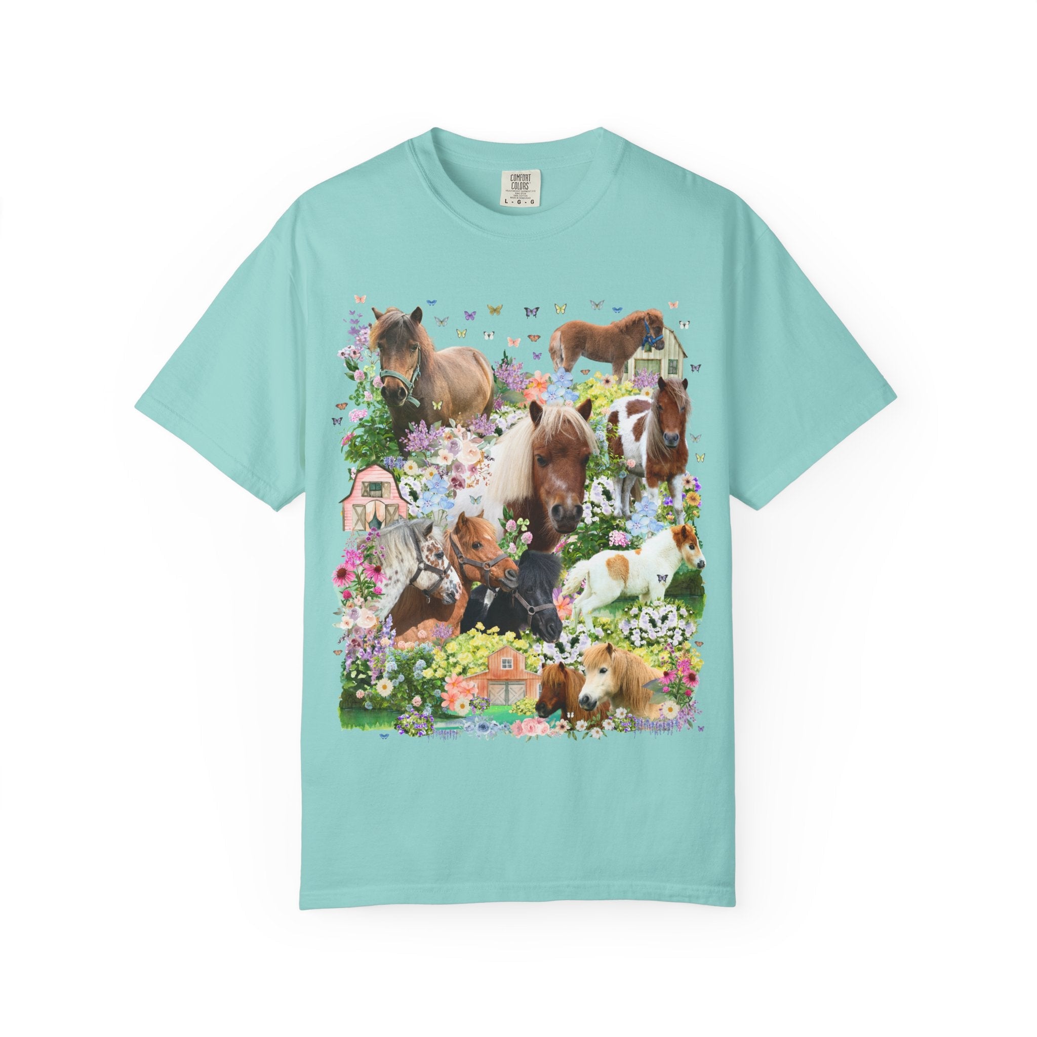 Floral Miniature Horse Lover Tee Shirt: Gift for Friend Who Loves Ponies or Cute Mini Horses, Funny Dreamcore 90s Aesthetic Animal Lover Tee - Opal and June