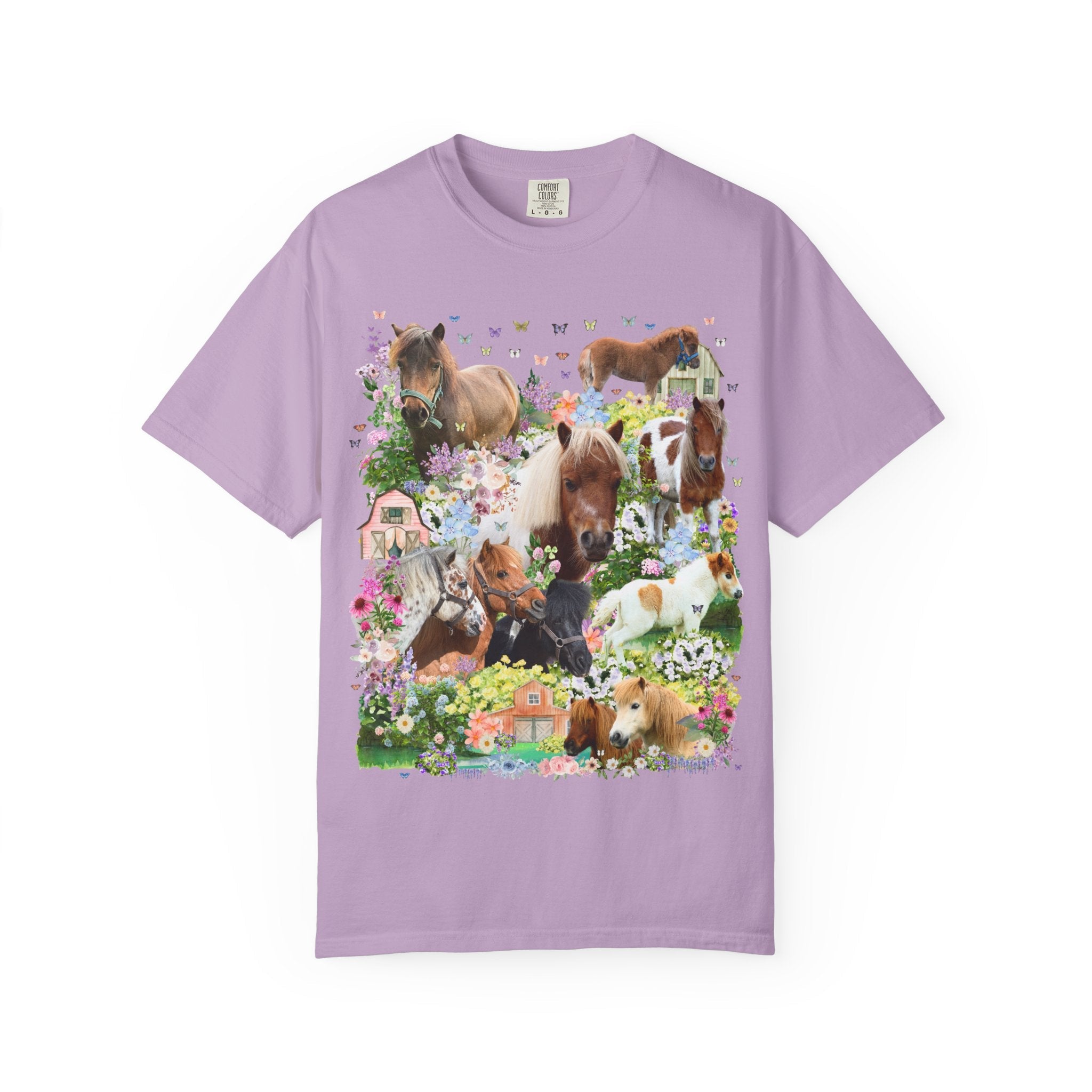 Floral Miniature Horse Lover Tee Shirt: Gift for Friend Who Loves Ponies or Cute Mini Horses, Funny Dreamcore 90s Aesthetic Animal Lover Tee - Opal and June