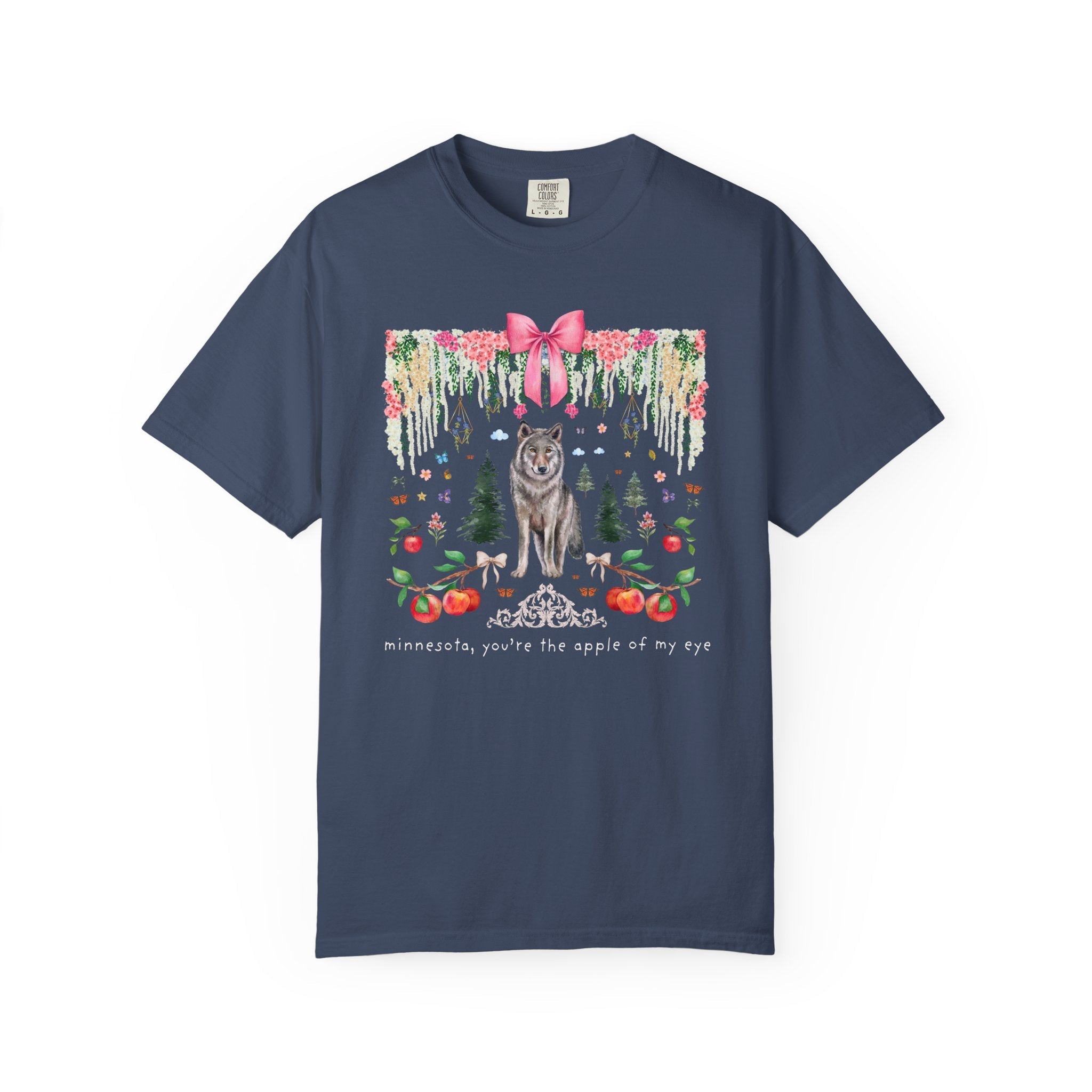 Floral Minnesota Tee Shirt for Animal Lover or Friend Who Loves Wolves, Colorful Maximalist 90s Aesthetic Tee for Friend Moving to Minnesota - Opal and June