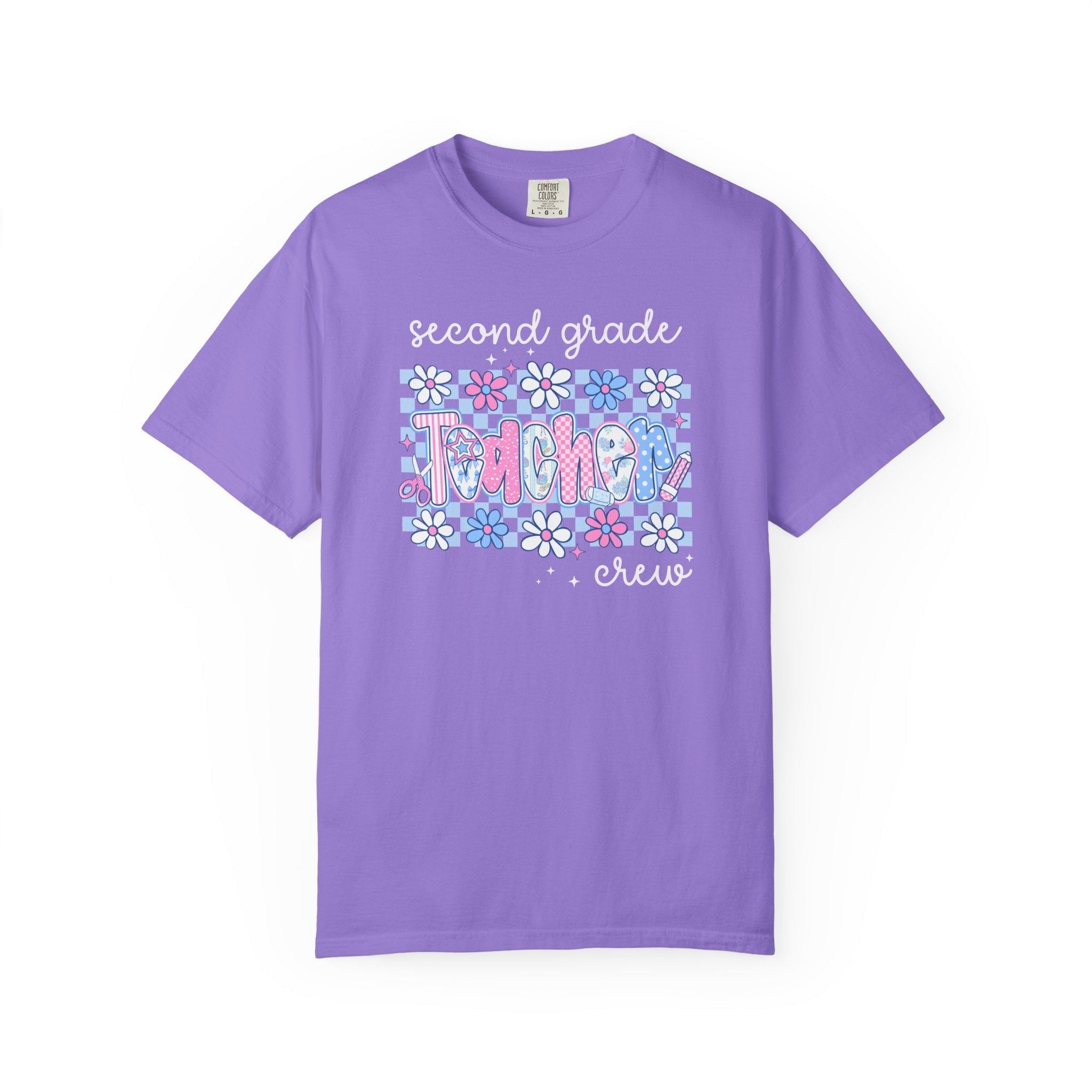 Floral Second Grade Crew Matching Teacher Tee Shirt, Back To School Second Grade Team T-Shirt, First Day of School or Meet the Teacher Night - Opal and June