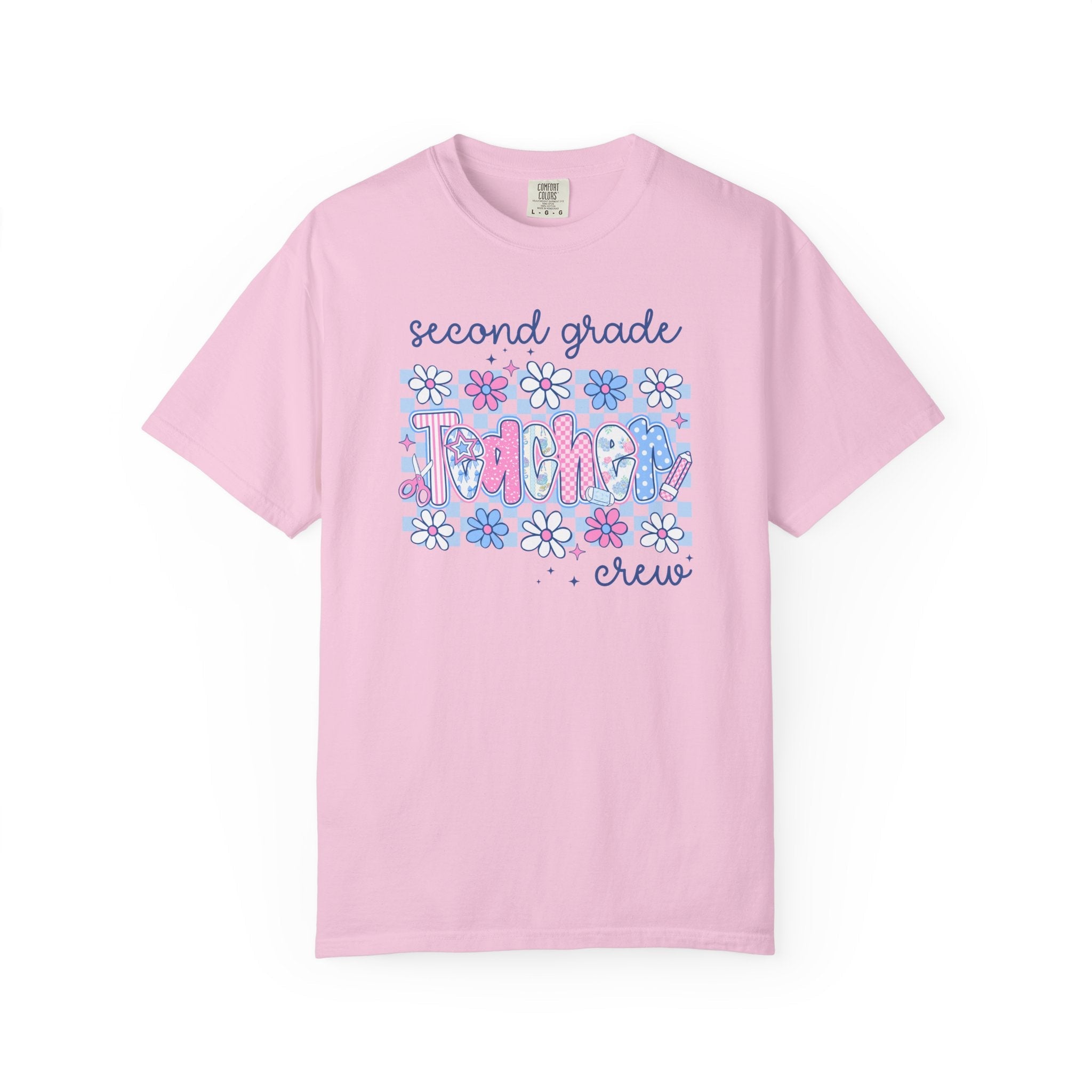 Floral Second Grade Crew Matching Teacher Tee Shirt, Back To School Second Grade Team T-Shirt, First Day of School or Meet the Teacher Night - Opal and June