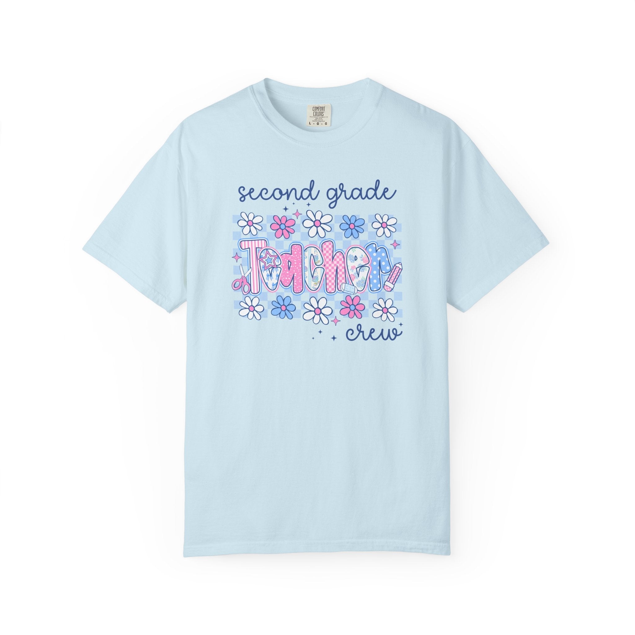 Floral Second Grade Crew Matching Teacher Tee Shirt, Back To School Second Grade Team T-Shirt, First Day of School or Meet the Teacher Night - Opal and June