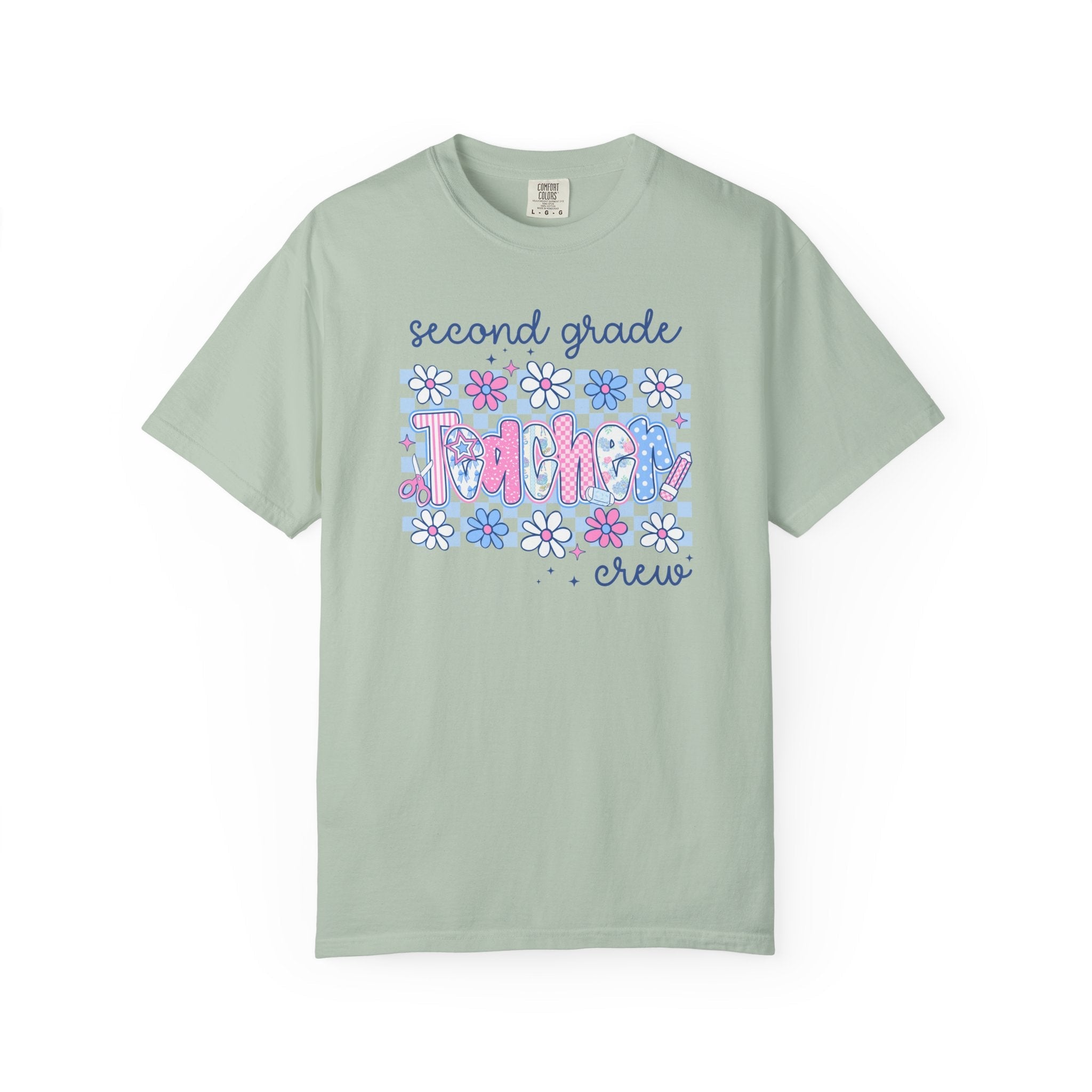 Floral Second Grade Crew Matching Teacher Tee Shirt, Back To School Second Grade Team T-Shirt, First Day of School or Meet the Teacher Night - Opal and June