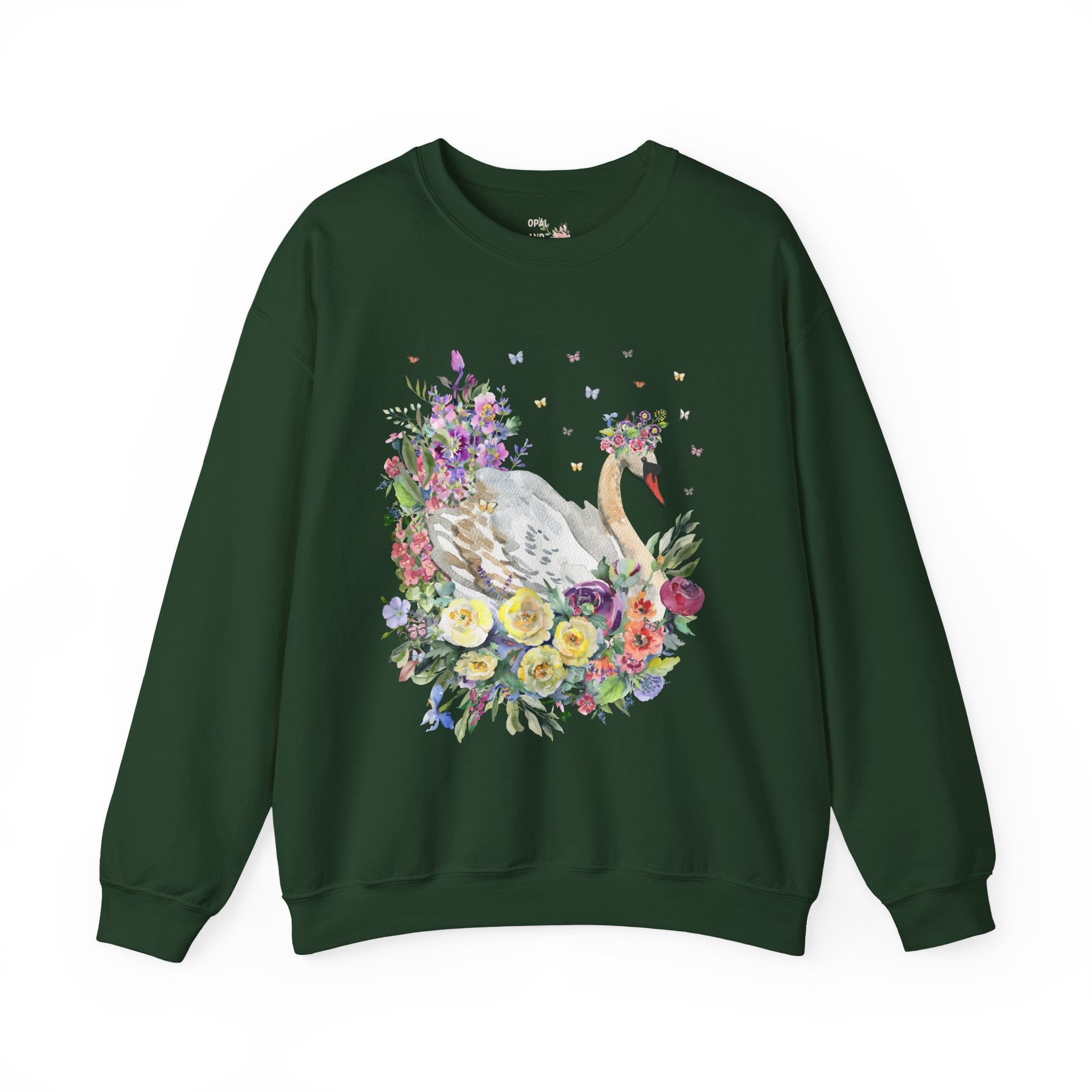 Floral Swan Sweatshirt: Cottagecore Grandma Style | Gift for Vintage Lover, Vintage Flower Aesthetic, Floral Bird Shirt, Animal Lover Gift - Opal and June