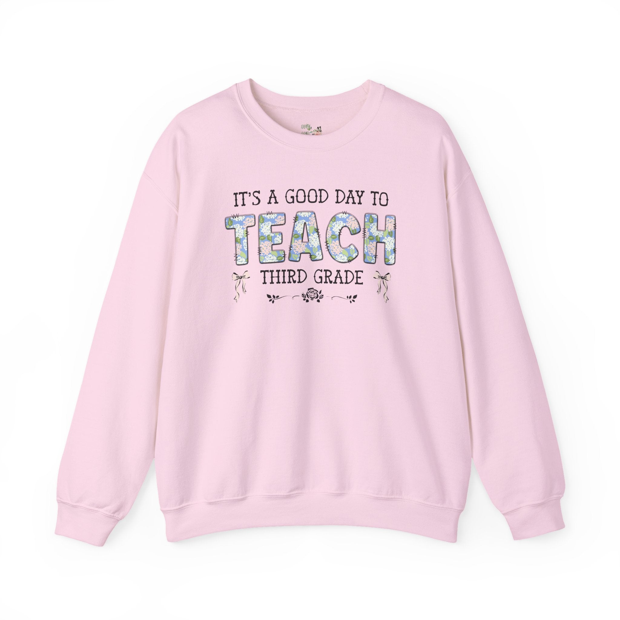 Floral Third Grade Teacher Sweatshirt - Opal and June