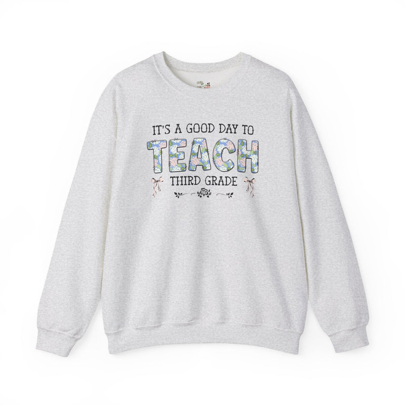 Floral Third Grade Teacher Sweatshirt - Opal and June