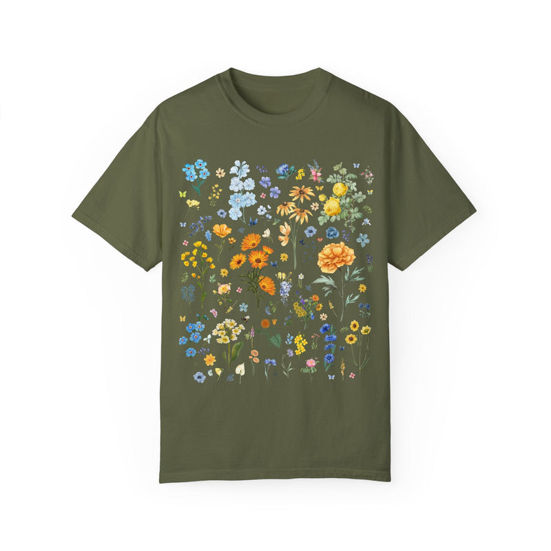 Floral Ukraine Tee Shirt: Subtle Democratic Socialist T-Shirt for Political Science Major or Leftist Who Loves Flowers, Academia Cottagecore - Opal and June