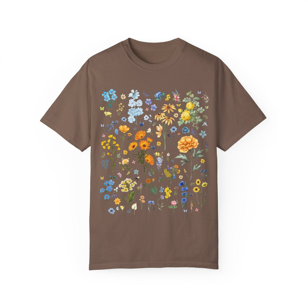 Floral Ukraine Tee Shirt: Subtle Democratic Socialist T-Shirt for Political Science Major or Leftist Who Loves Flowers, Academia Cottagecore - Opal and June