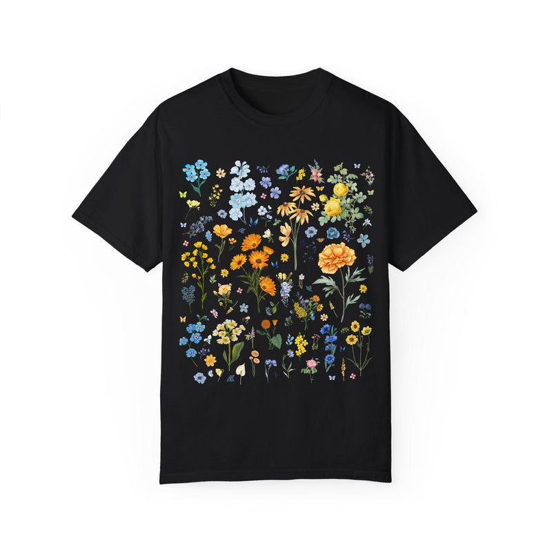Floral Ukraine Tee Shirt: Subtle Democratic Socialist T-Shirt for Political Science Major or Leftist Who Loves Flowers, Academia Cottagecore - Opal and June