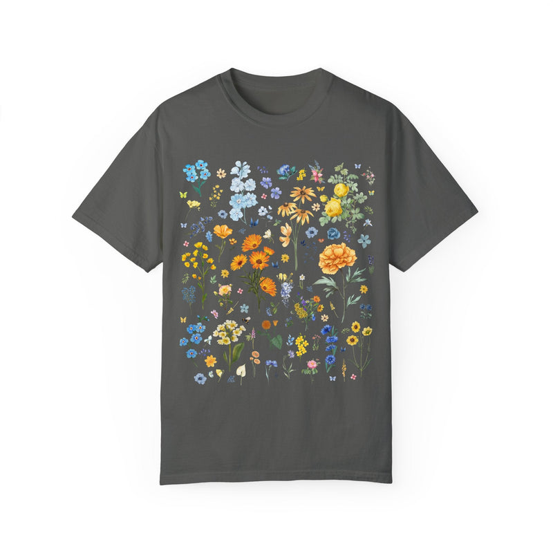 Floral Ukraine Tee Shirt: Subtle Democratic Socialist T-Shirt for Political Science Major or Leftist Who Loves Flowers, Academia Cottagecore - Opal and June