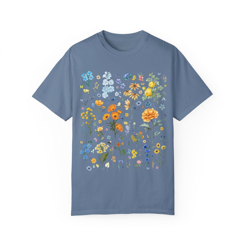 Floral Ukraine Tee Shirt: Subtle Democratic Socialist T-Shirt for Political Science Major or Leftist Who Loves Flowers, Academia Cottagecore - Opal and June