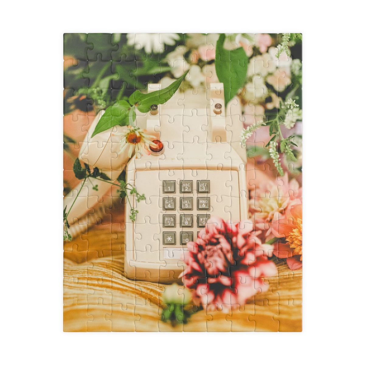 Floral Vintage Aesthetic Phone Puzzle, Old Phone Surrounded by Flowers: Sweet 70s Inspired Puzzle, Friend Who Loves Flowers, Original Photo - Opal and June