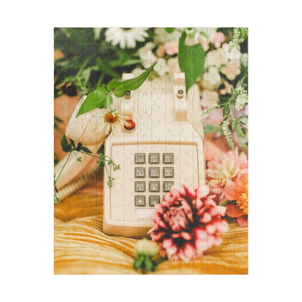 Floral Vintage Aesthetic Phone Puzzle, Old Phone Surrounded by Flowers: Sweet 70s Inspired Puzzle, Friend Who Loves Flowers, Original Photo - Opal and June
