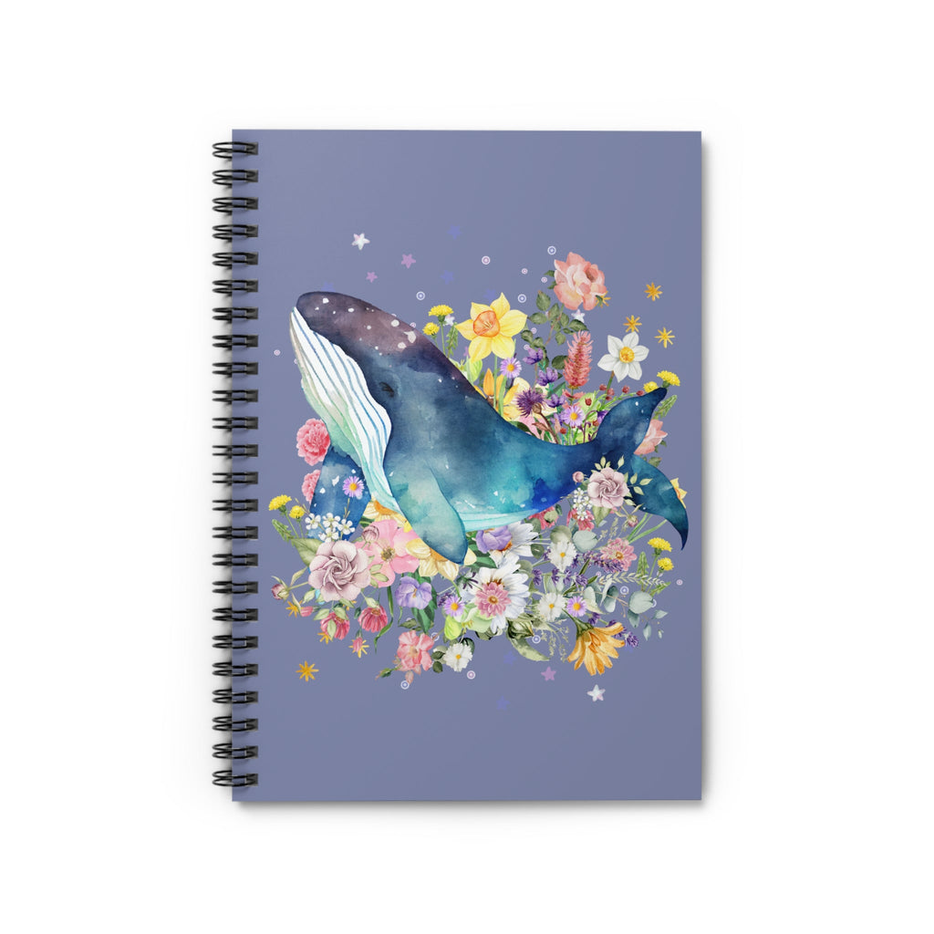 Floral Whale Notebook with Boho Celestial Feel: 118 Page Spiral Notebook - Opal and June