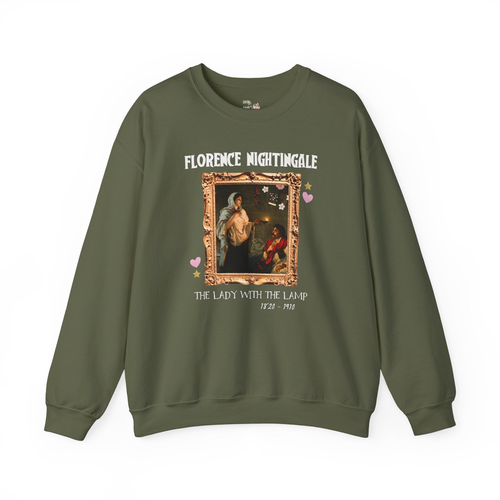 Florence Nightingale Lady with the Lamp Art History Sweatshirt for Science Teacher or Nursing Professor, Famous Painting by Henrietta Rae - Opal and June