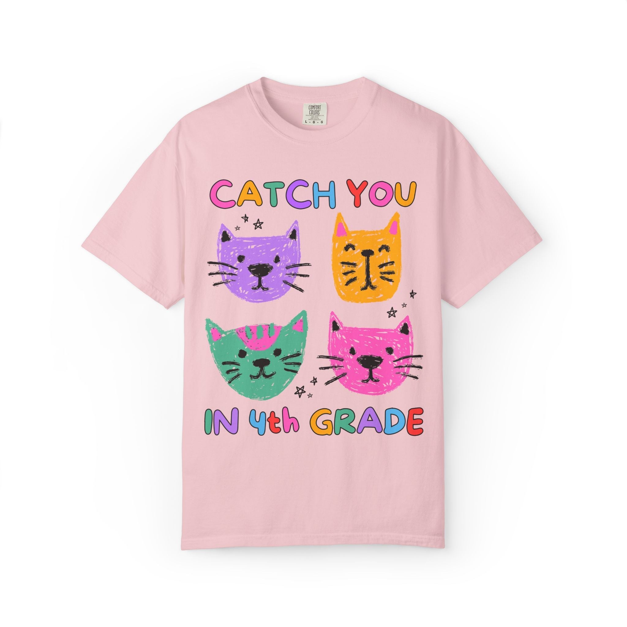 Fourth Grade Cat Lover Tee Shirt: Catch You in 4th Grade | Cute Matching Teacher T-Shirt for Back to School or New School Year, Animal Lover - Opal and June