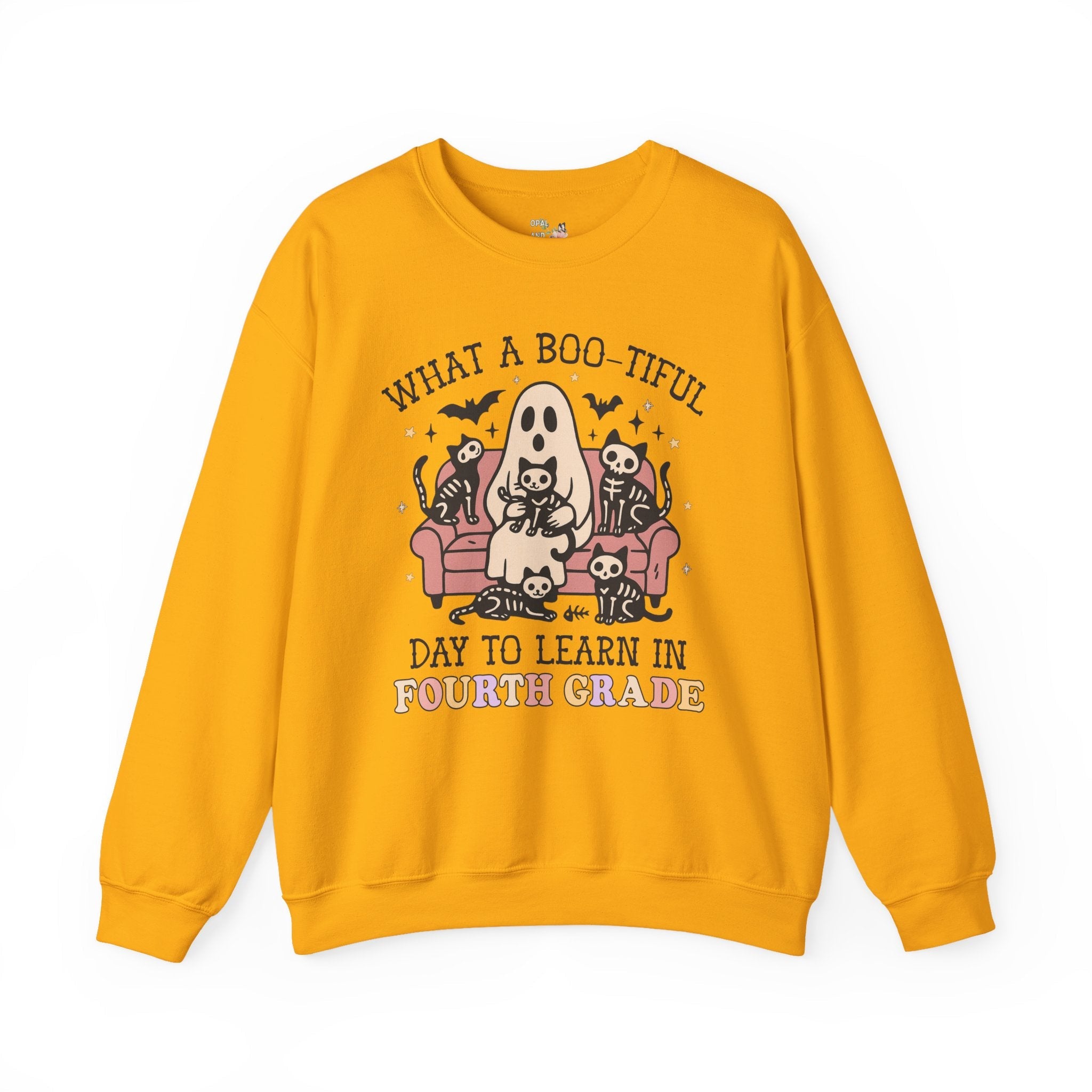 Fourth Grade Halloween Teacher Sweatshirt, Cute Spooky Cats, Matching Teacher Shirt for Halloween, Nostalgic Halloween Funny Saying Shirt - Opal and June