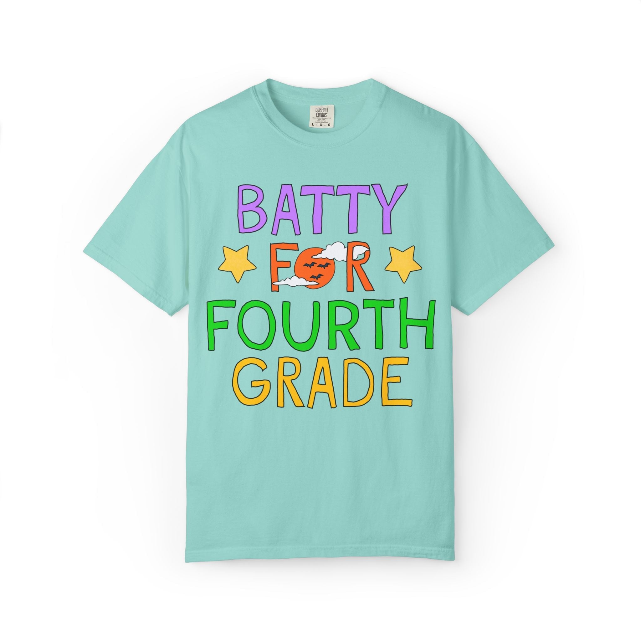 Fourth Grade Halloween Teacher Tee Shirt: Batty for Fourth Grade | Cute and Nostalgic Halloween Teacher Team T-Shirt for October, 90s Vibe - Opal and June