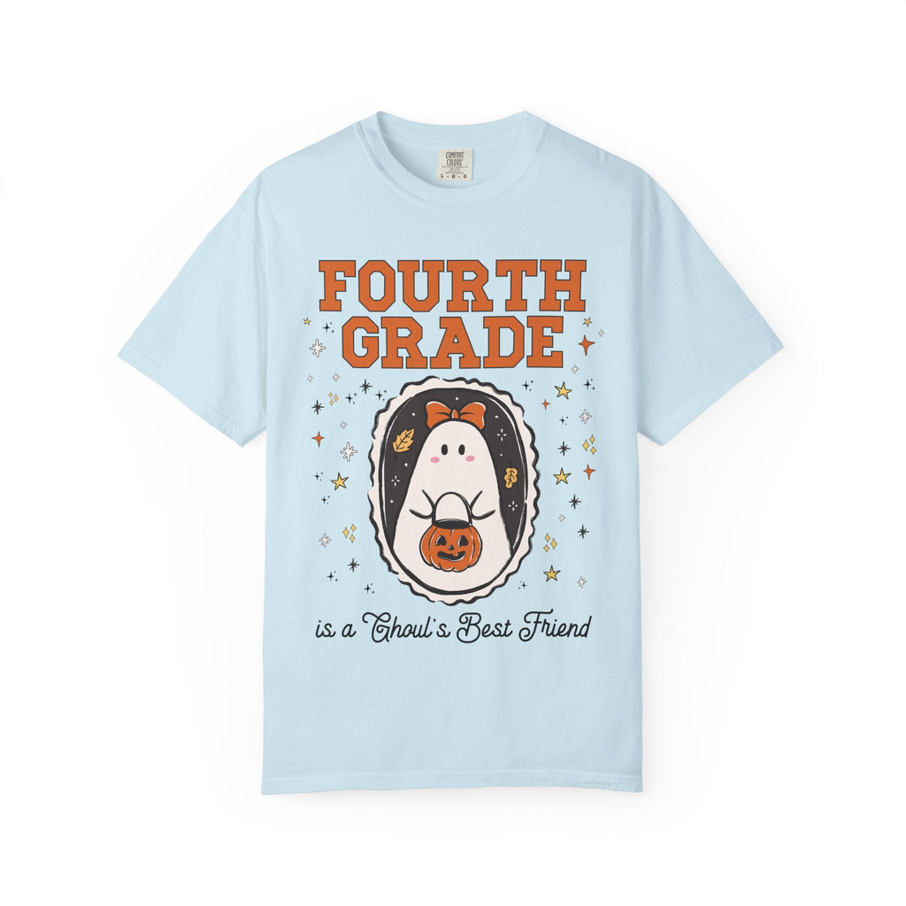 Fourth Grade Halloween Teacher Tee Shirt with Stars, Cute Ghost Lover Tee for Fall, Matching Fourth Grade Crew Halloween Tee, 90s Throwback - Opal and June