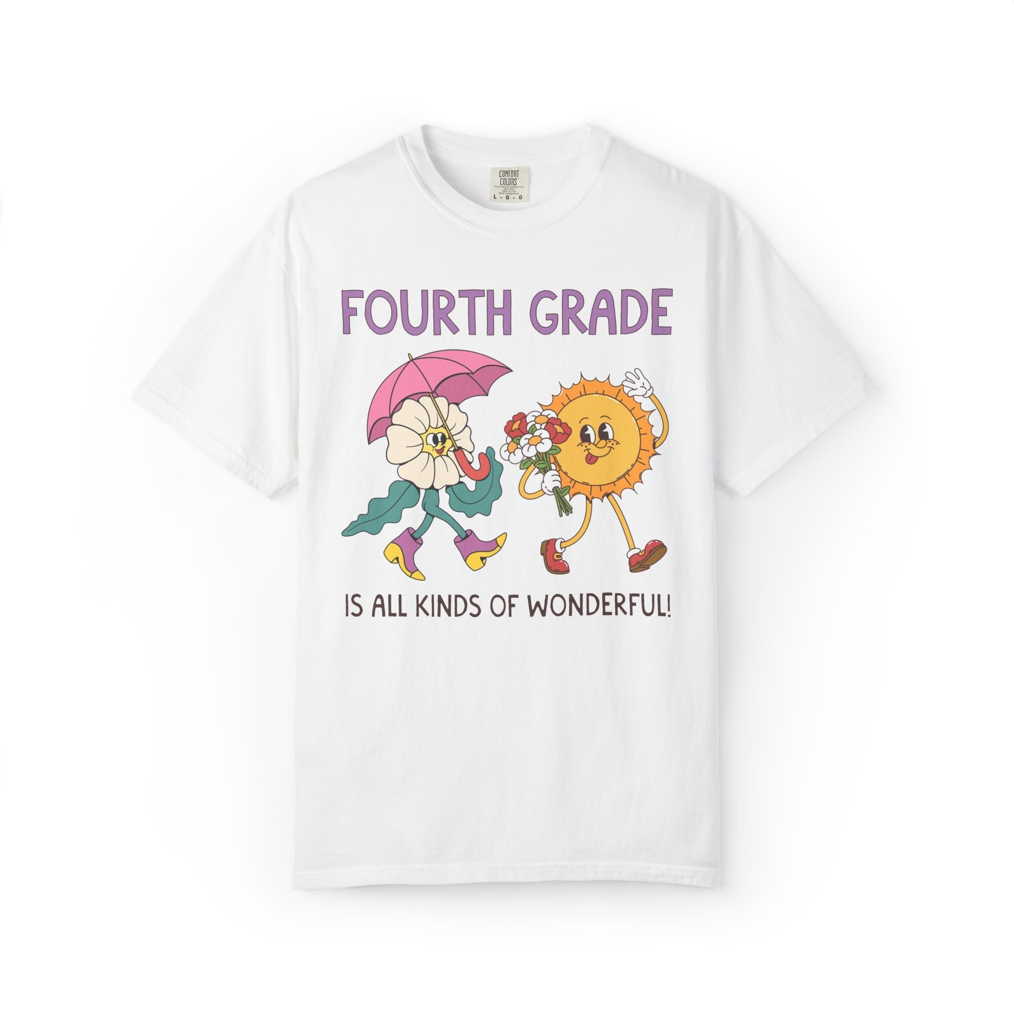 Fourth Grade is All Kinds of Wonderful Teacher Team Tee Shirt for Back to School: Cute New School Year T-Shirt, First Year Teacher or Para - Opal and June