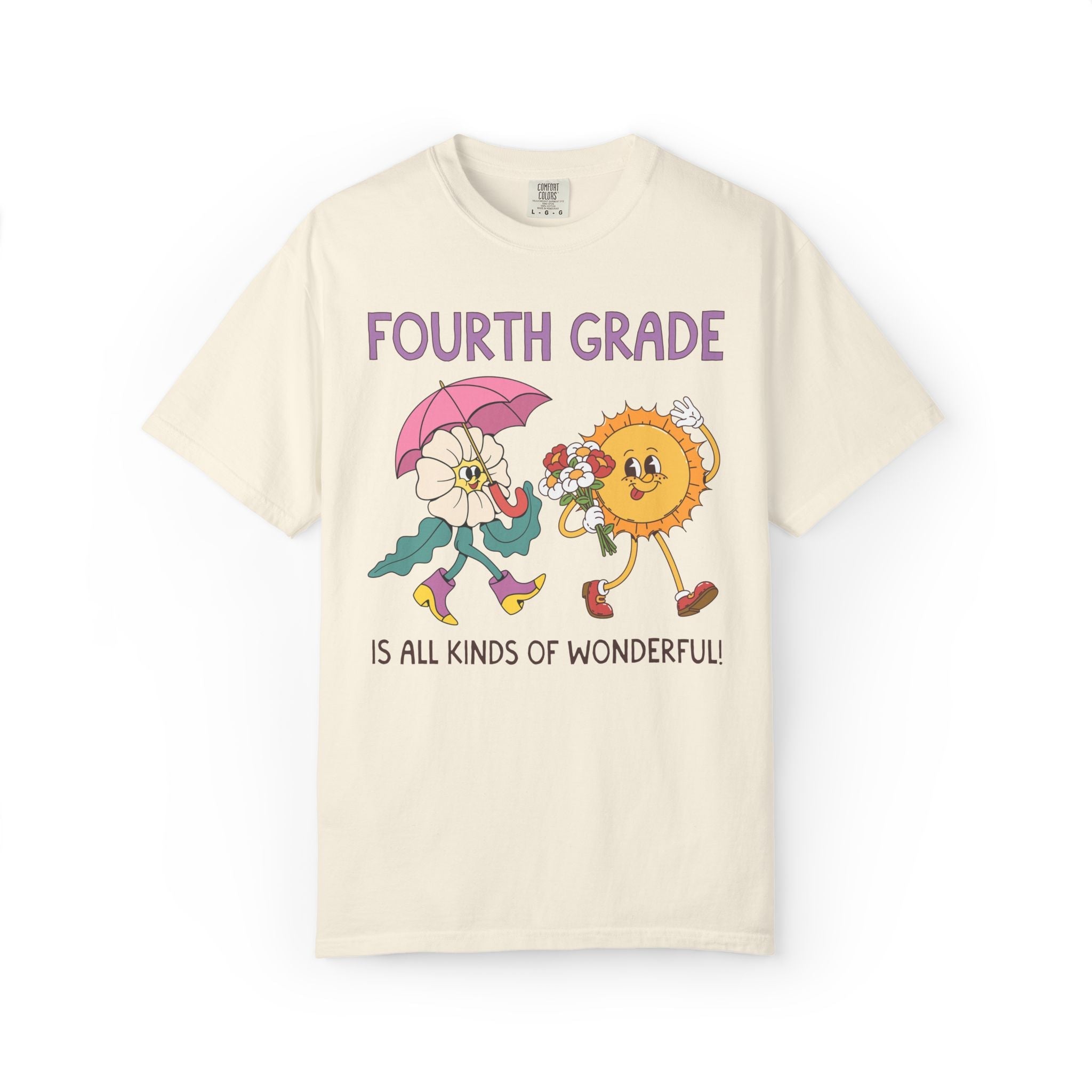 Fourth Grade is All Kinds of Wonderful Teacher Team Tee Shirt for Back to School: Cute New School Year T-Shirt, First Year Teacher or Para - Opal and June