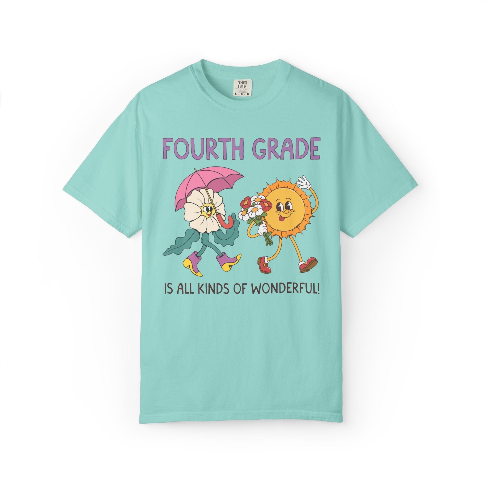 Fourth Grade is All Kinds of Wonderful Teacher Team Tee Shirt for Back to School: Cute New School Year T-Shirt, First Year Teacher or Para - Opal and June