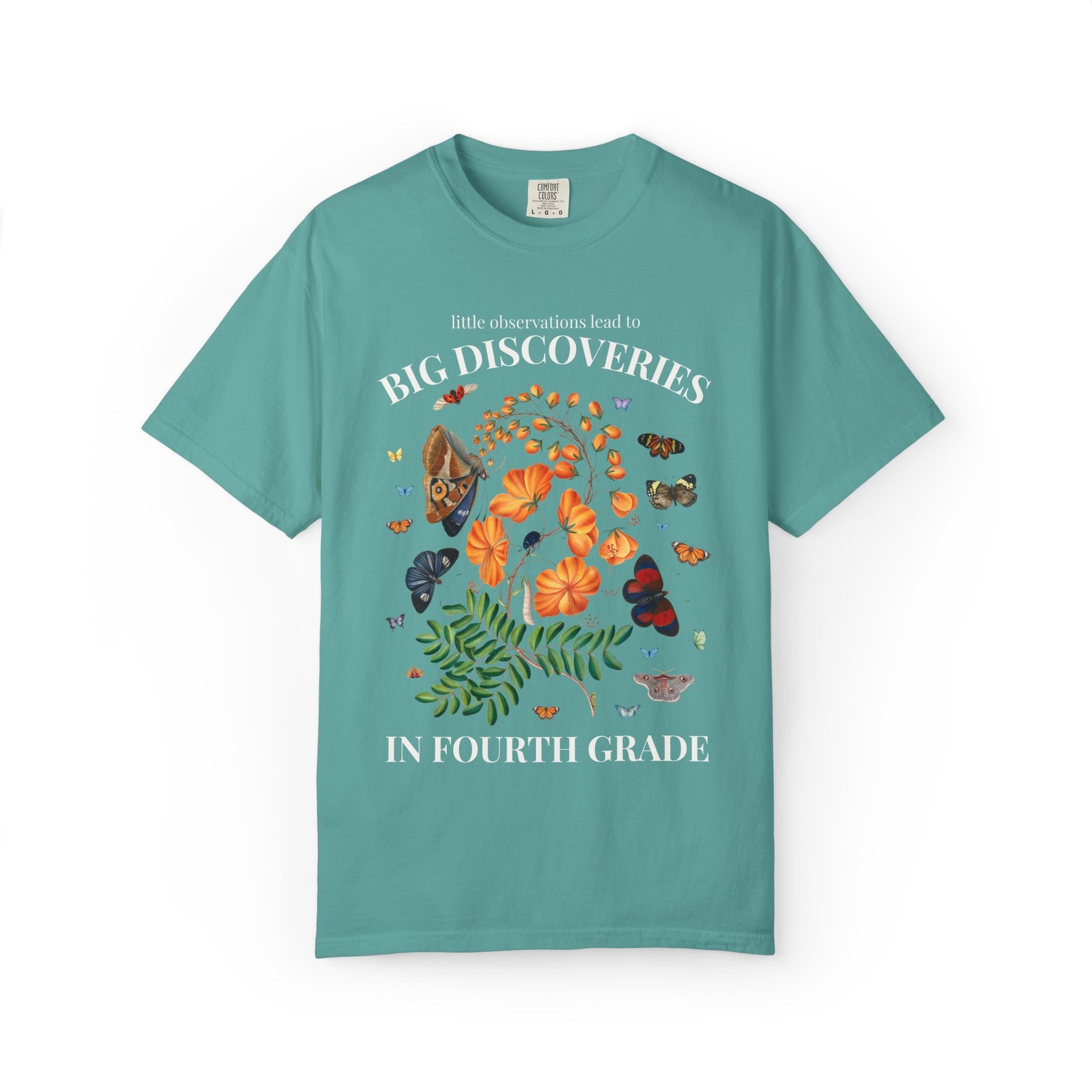 Fourth Grade: Little Observations Lead to Big Discoveries, Matching Teacher Team T-Shirt for Back to School - Opal and June