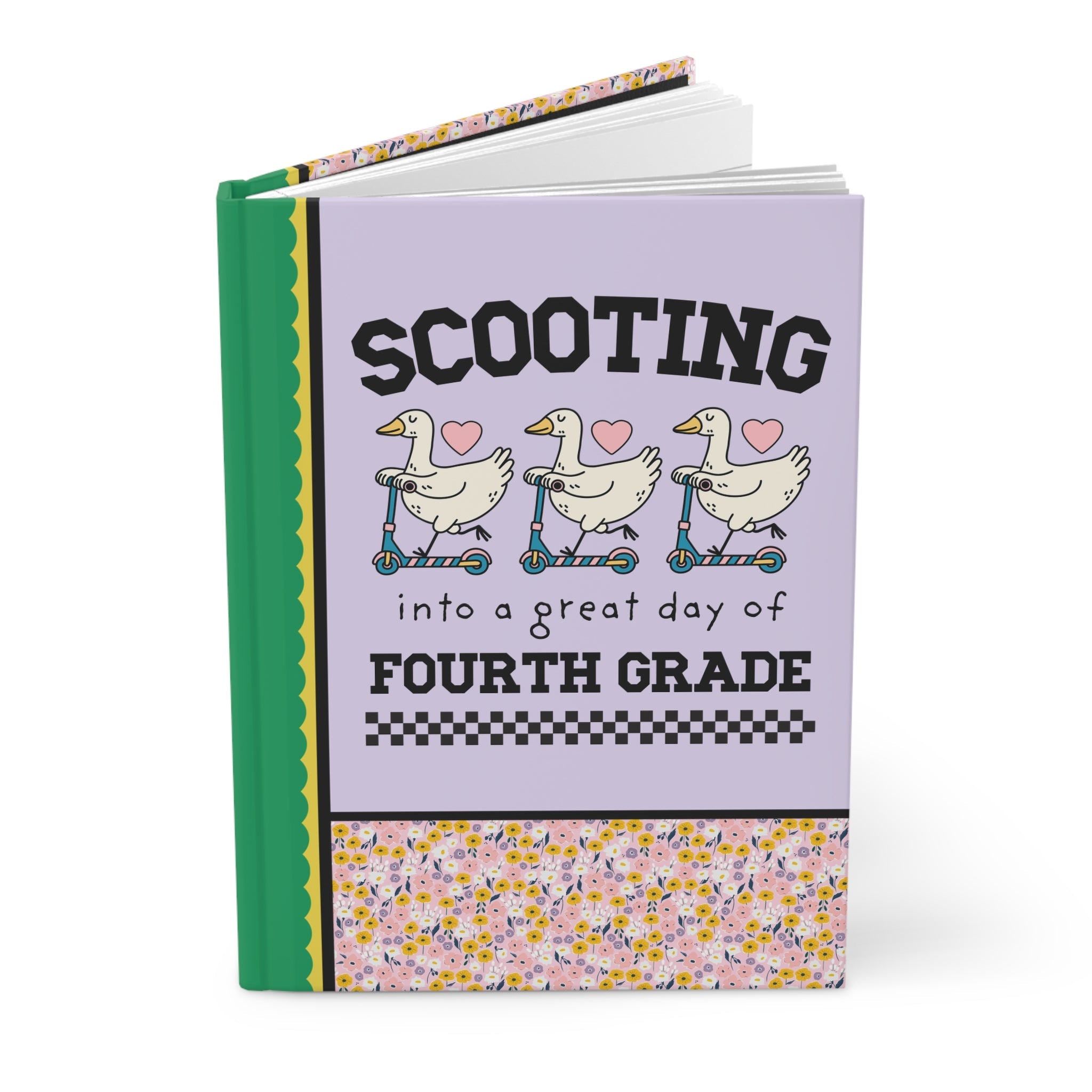 Fourth Grade Teacher Appreciation Gift for Teacher Who Loves Silly Geese, Funny Saying Animal Lover Notebook with Hearts, Teaching Major - Opal and June