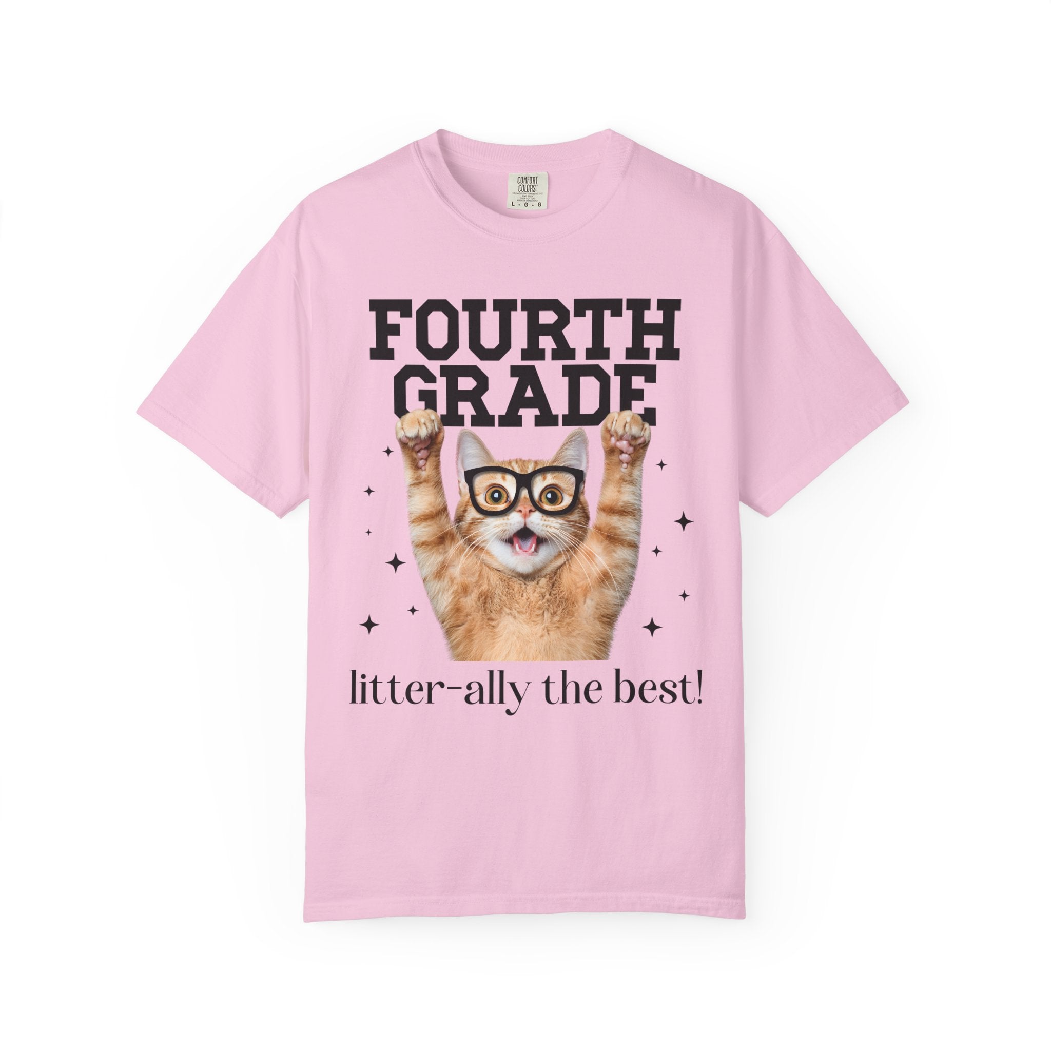 Fourth Grade Teacher Cat Lover Tee Shirt for Back to School, Funny Saying Cat Mom or Cat Dad Gift, First Day of School Teacher Team Shirt - Opal and June
