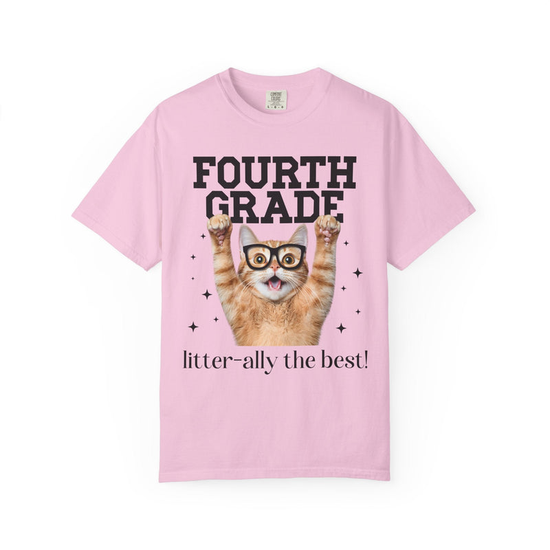 Fourth Grade Teacher Cat Lover Tee Shirt for Back to School, Funny Saying Cat Mom or Cat Dad Gift, First Day of School Teacher Team Shirt - Opal and June