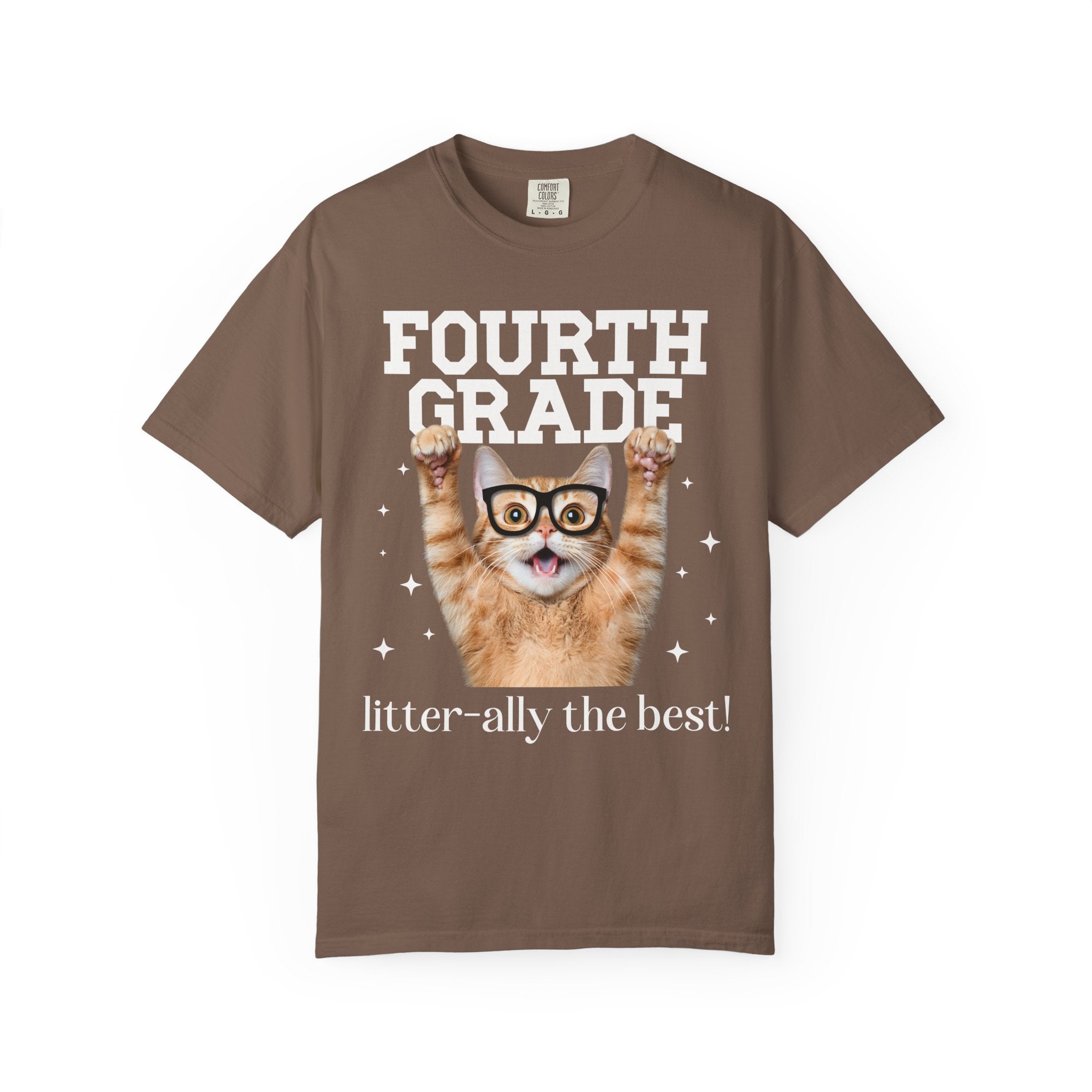 Fourth Grade Teacher Cat Lover Tee Shirt for Back to School, Funny Saying Cat Mom or Cat Dad Gift, First Day of School Teacher Team Shirt - Opal and June