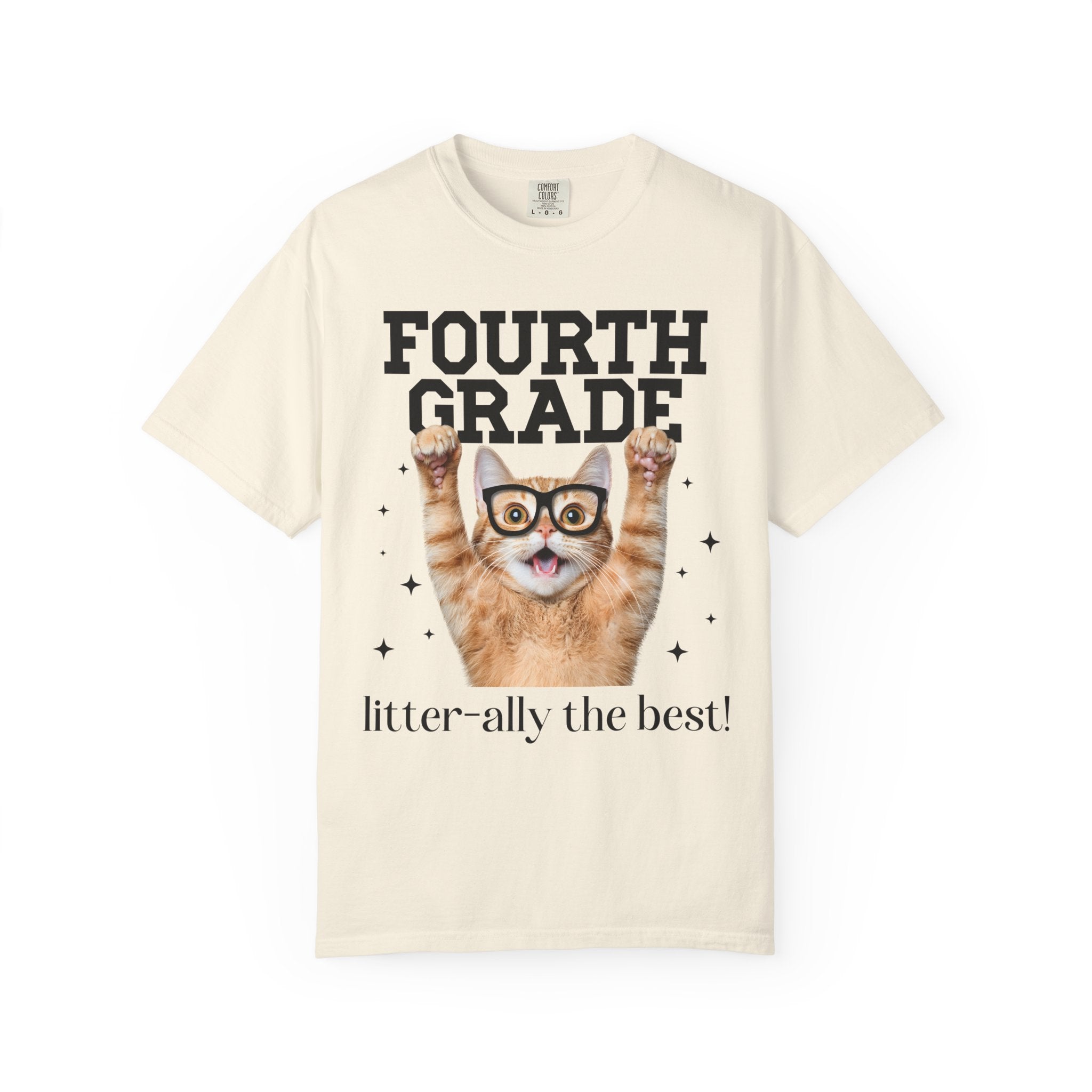 Fourth Grade Teacher Cat Lover Tee Shirt for Back to School, Funny Saying Cat Mom or Cat Dad Gift, First Day of School Teacher Team Shirt - Opal and June