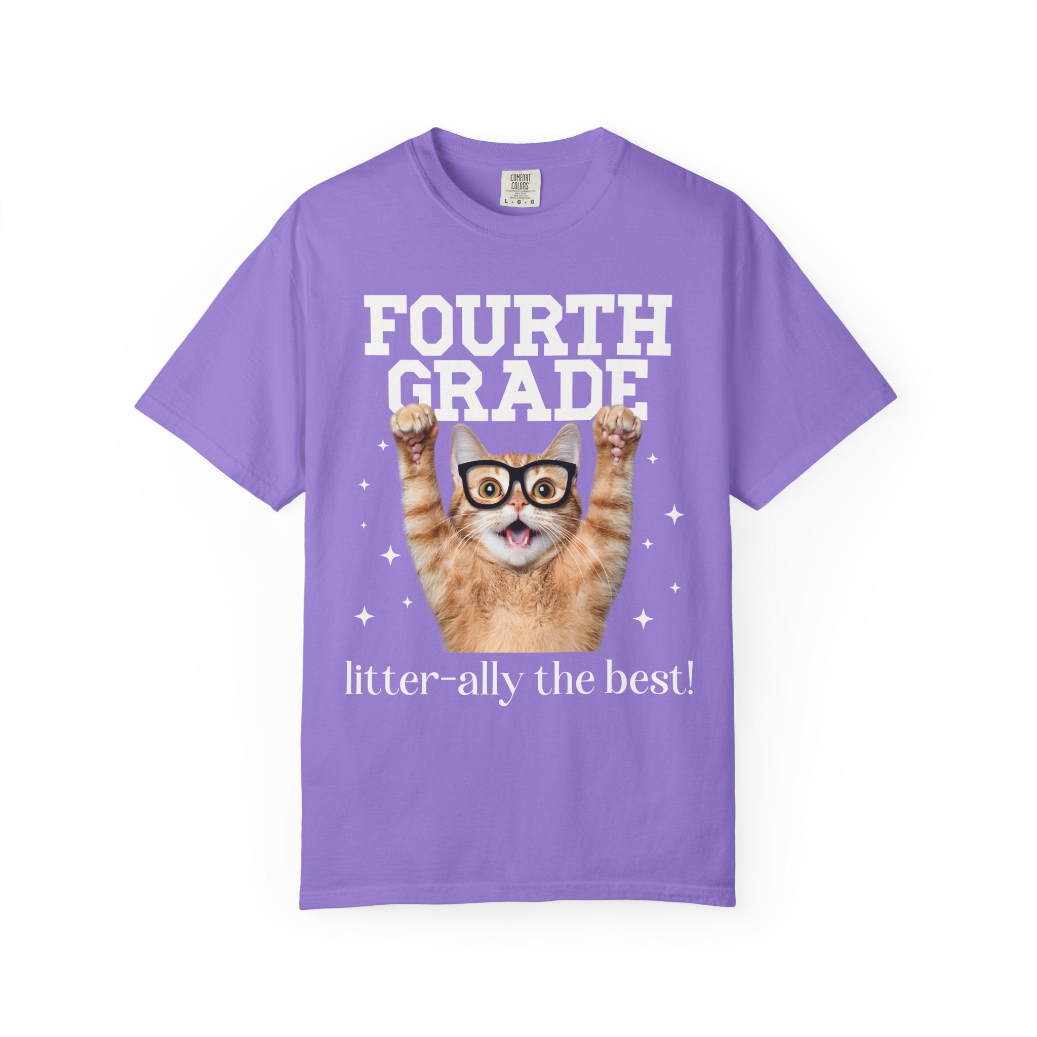 Fourth Grade Teacher Cat Lover Tee Shirt for Back to School, Funny Saying Cat Mom or Cat Dad Gift, First Day of School Teacher Team Shirt - Opal and June
