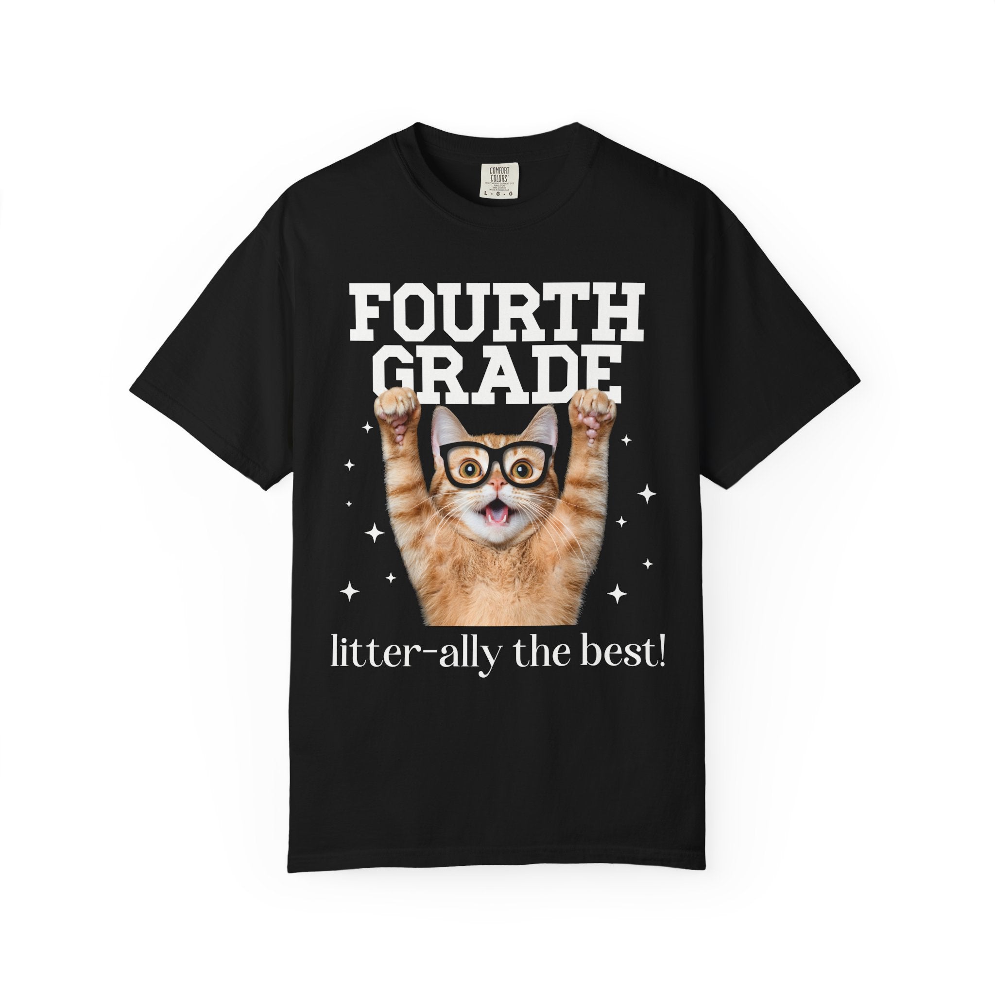 Fourth Grade Teacher Cat Lover Tee Shirt for Back to School, Funny Saying Cat Mom or Cat Dad Gift, First Day of School Teacher Team Shirt - Opal and June