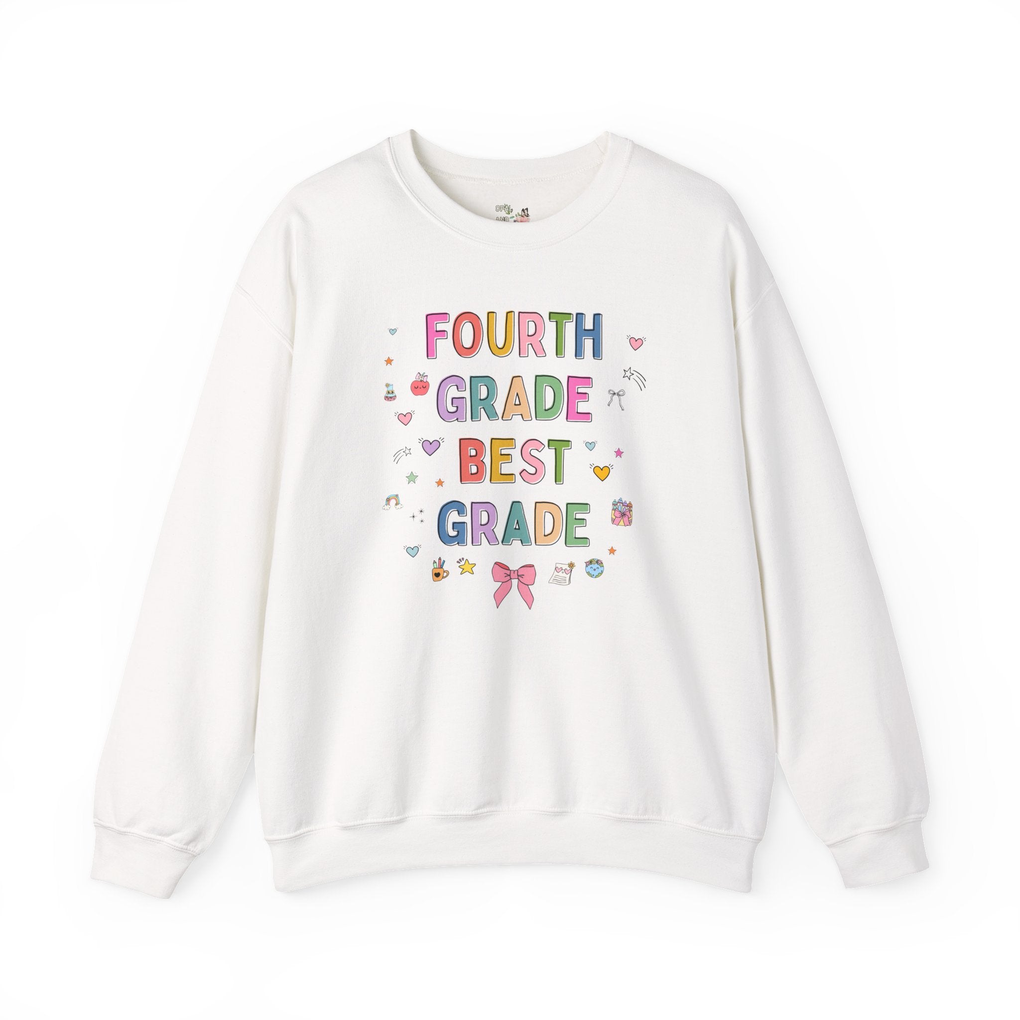 Fourth Grade Teacher Sweatshirt, Cute 90s Aesthetic Doodles, Colorful Matching Teacher Crewneck for Fourth Grade Crew, New Teacher Present - Opal and June