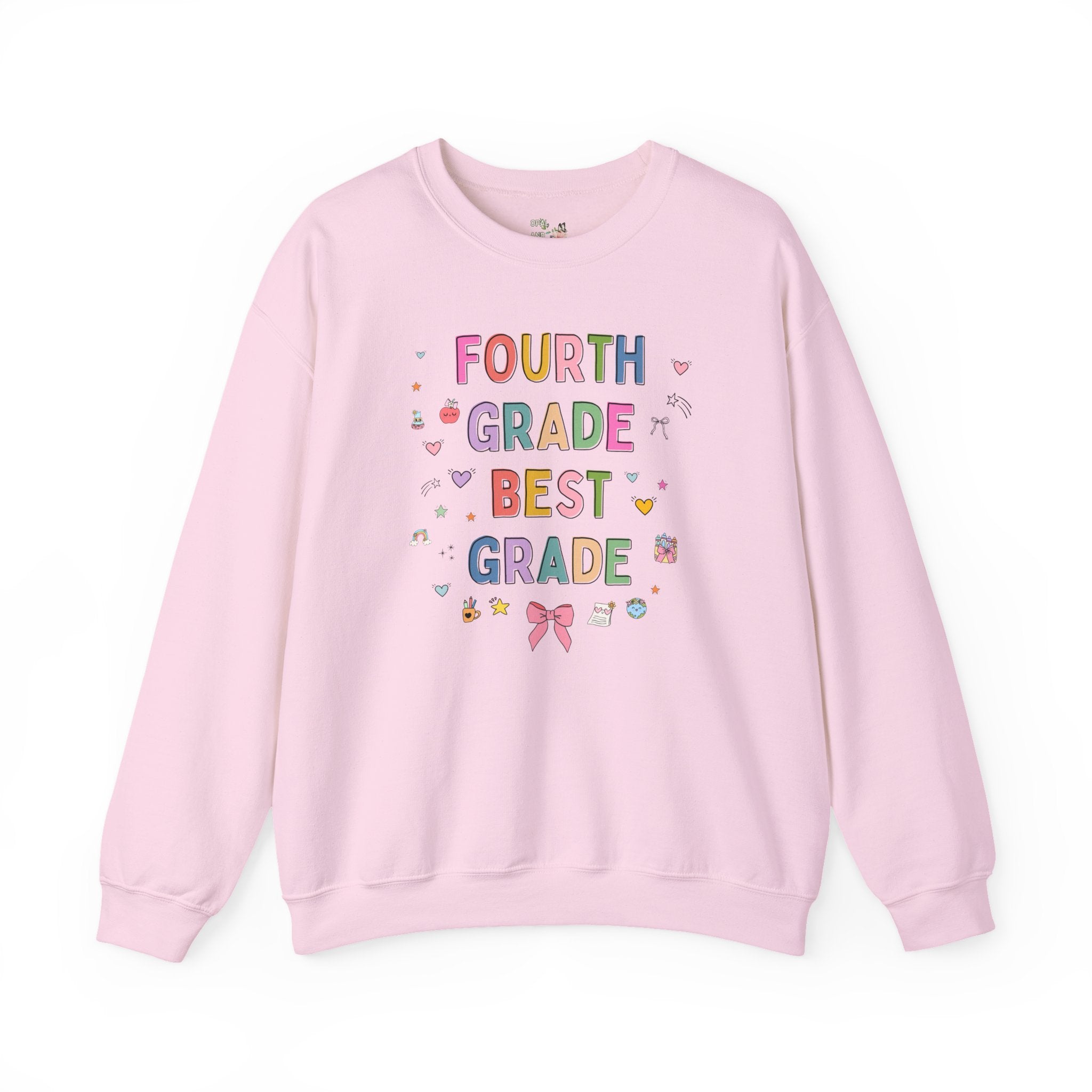 Fourth Grade Teacher Sweatshirt, Cute 90s Aesthetic Doodles, Colorful Matching Teacher Crewneck for Fourth Grade Crew, New Teacher Present - Opal and June