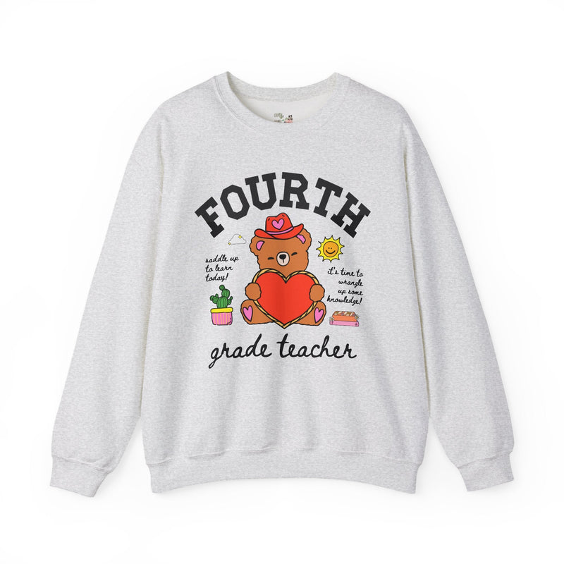 Fourth Grade Teacher Sweatshirt, Cute Cottagecore Western Bear, Funny Saying Elementary School Third Grade Matching Teacher Shirt, 90s Vibe - Opal and June
