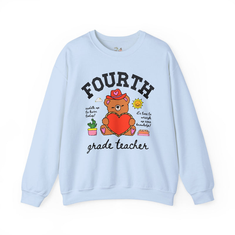 Fourth Grade Teacher Sweatshirt, Cute Cottagecore Western Bear, Funny Saying Elementary School Third Grade Matching Teacher Shirt, 90s Vibe - Opal and June