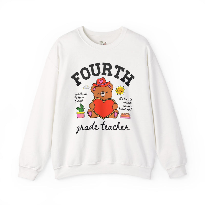 Fourth Grade Teacher Sweatshirt, Cute Cottagecore Western Bear, Funny Saying Elementary School Third Grade Matching Teacher Shirt, 90s Vibe - Opal and June