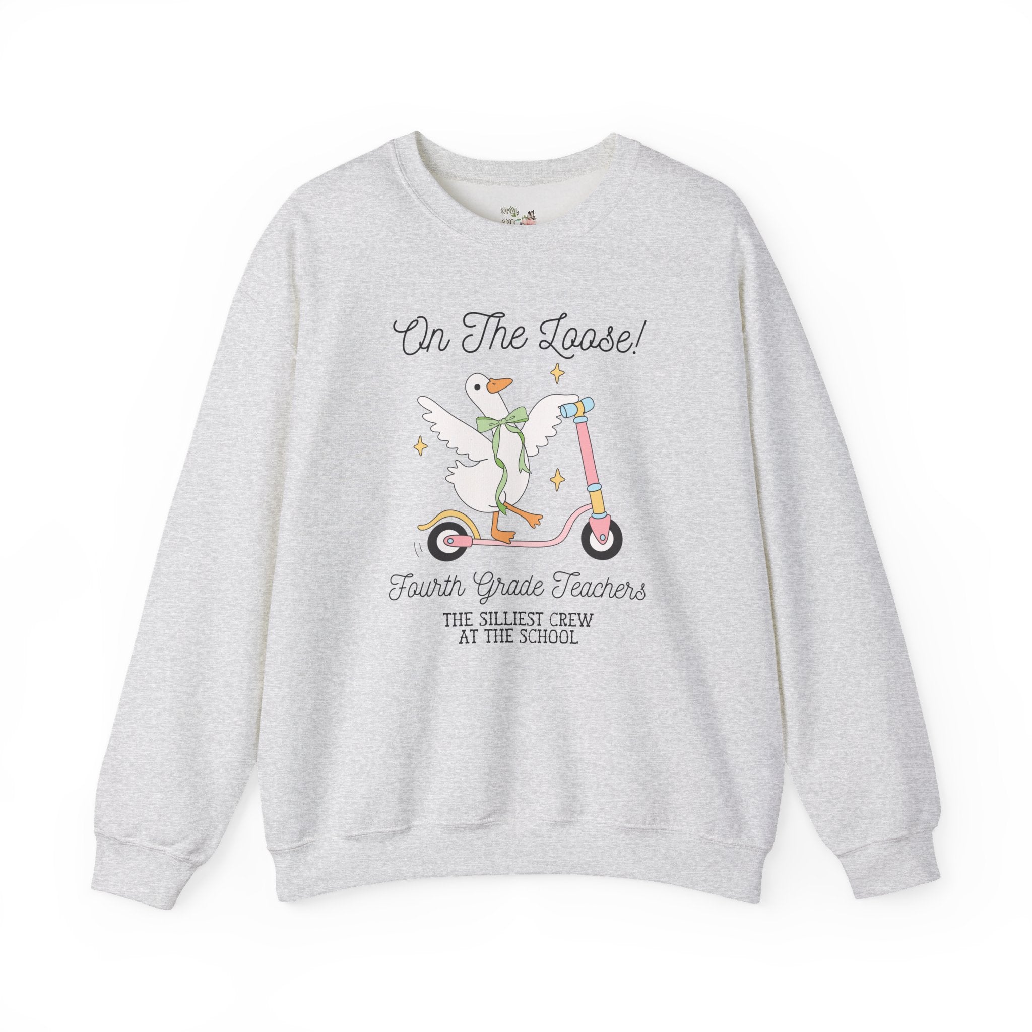 Fourth Grade Teacher Sweatshirt for Back to School, Matching Meet the Teacher Crewneck for First Day of School, Silly Goose Animal Lover - Opal and June