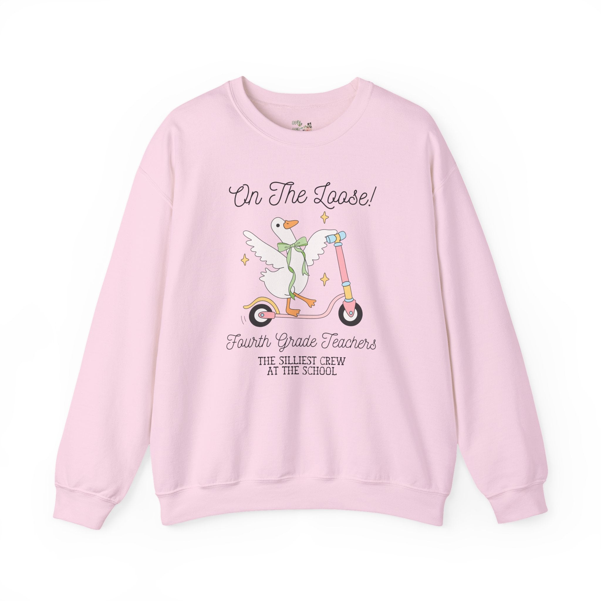 Fourth Grade Teacher Sweatshirt for Back to School, Matching Meet the Teacher Crewneck for First Day of School, Silly Goose Animal Lover - Opal and June